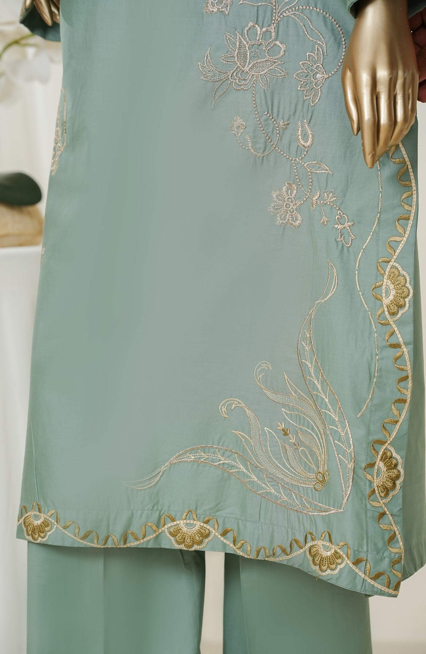 Mano Momal by Amna Khadija Embroidered Cotton Lawn Stitched 2 Piece Suit - AKMM-06 - AM26OLM - Green - Summer Collection