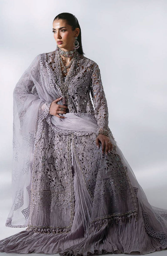 Maria B Luxury Embroidered Organza Unstitched 3 Piece Suit - D5 - MB26WED - Light Purple - Wedding Collection