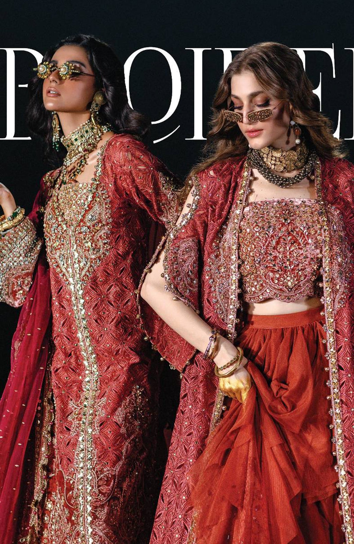 Maria B Luxury Embroidered Organza Unstitched 3 Piece Suit - D8 - MB26WED - Pink Red - Wedding Collection