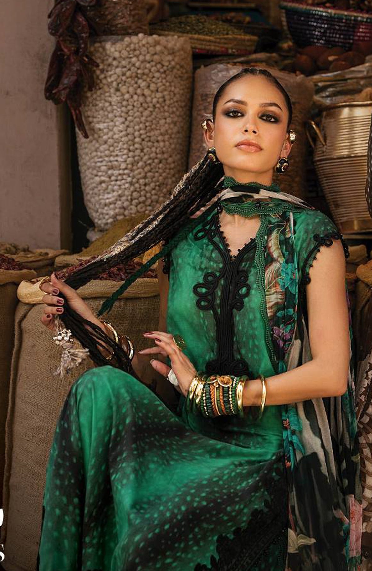 Maria B Embroidered Linen Unstitched 3 Piece Suit - D-5A - MB26SD - Green - Winter Collection