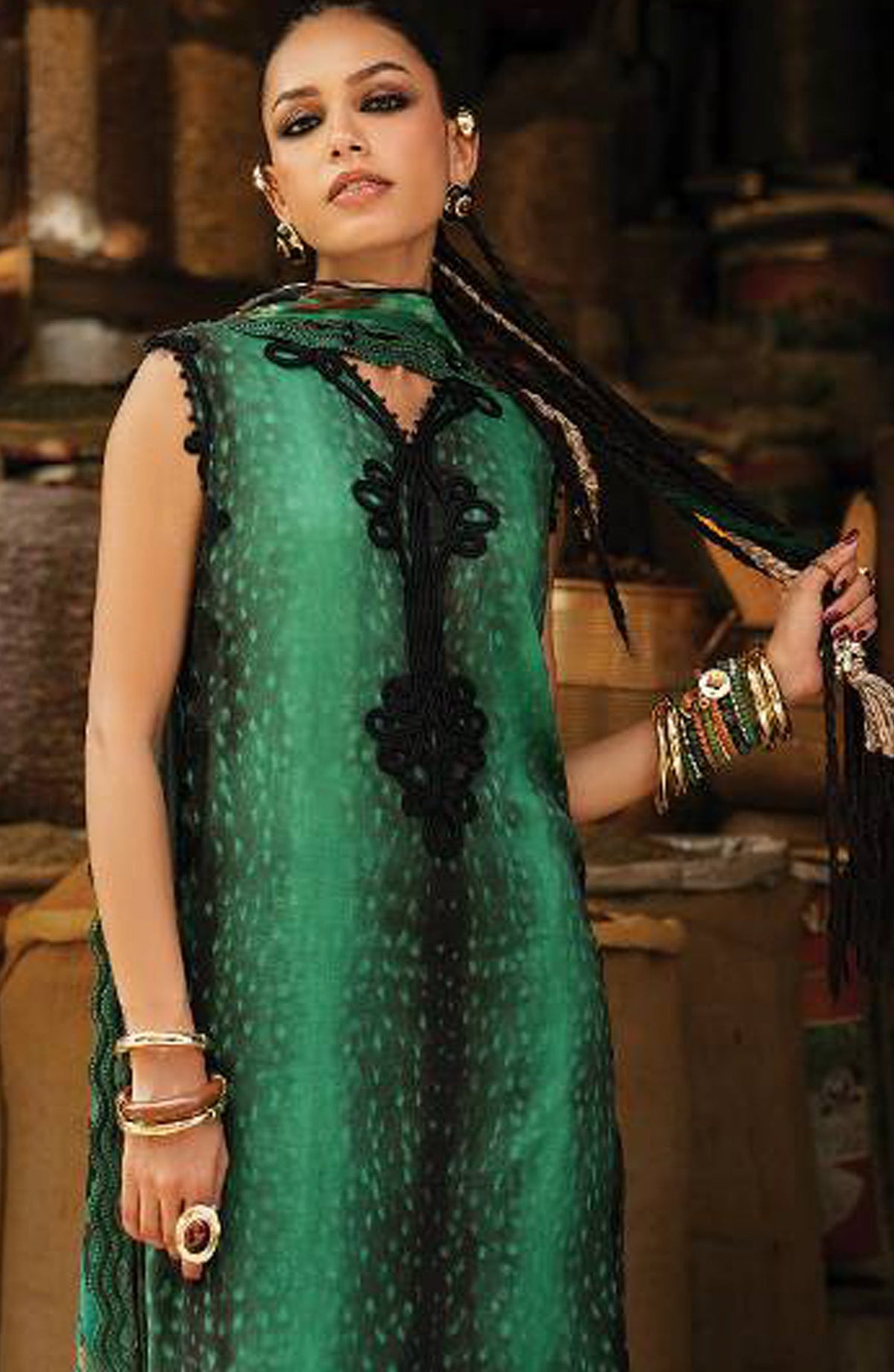 Maria B Embroidered Linen Unstitched 3 Piece Suit - D-5A - MB26SD - Green - Winter Collection