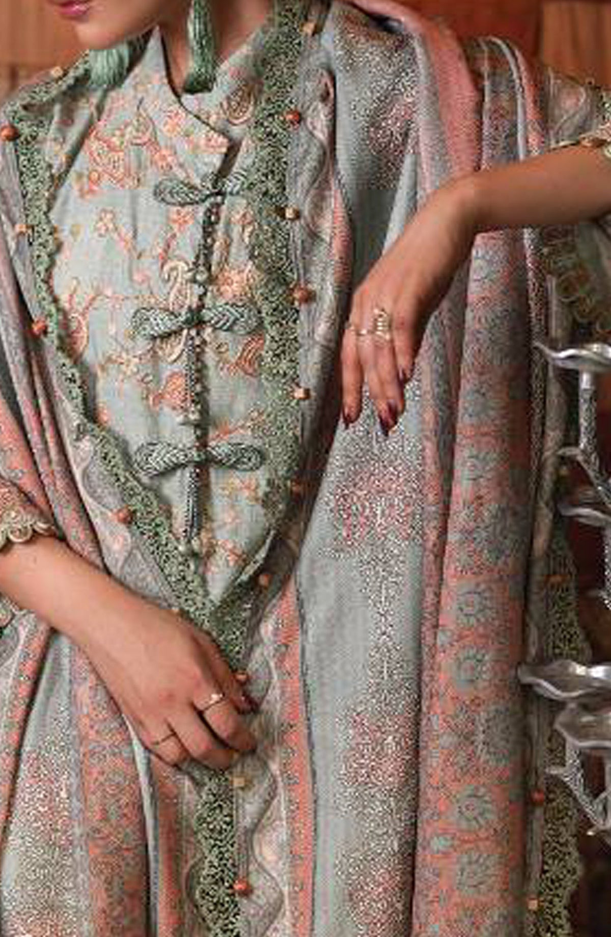 Maria B Embroidered Linen Unstitched 3 Piece Suit - D-8B - MB26SD - Green - Winter Collection