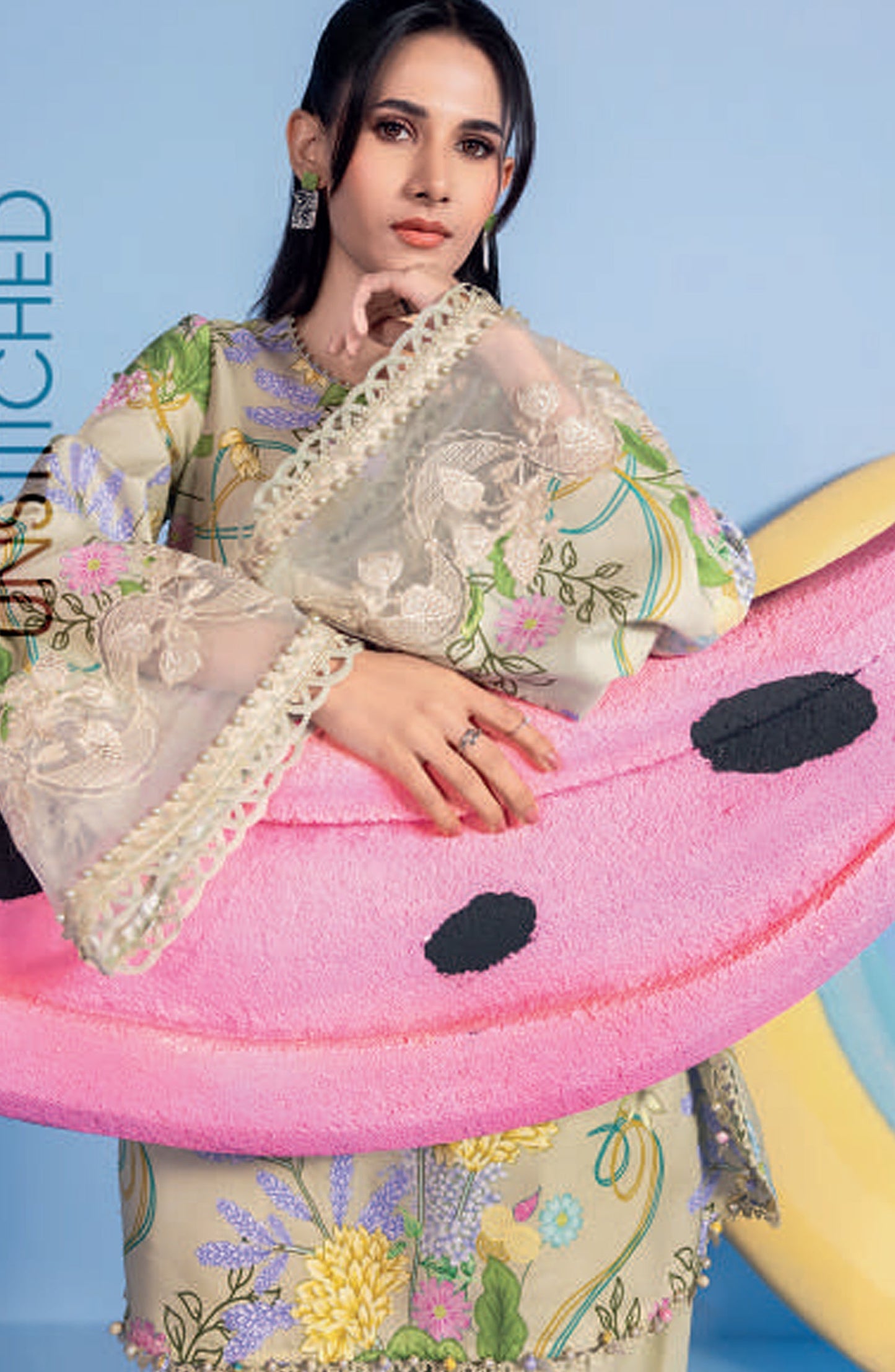 Maria B MBasics Embroidered Lawn Unstitched 3 Piece Suit - MB-CUSV13-13-A - MAB26BS - Beige - Spring Summer Collection