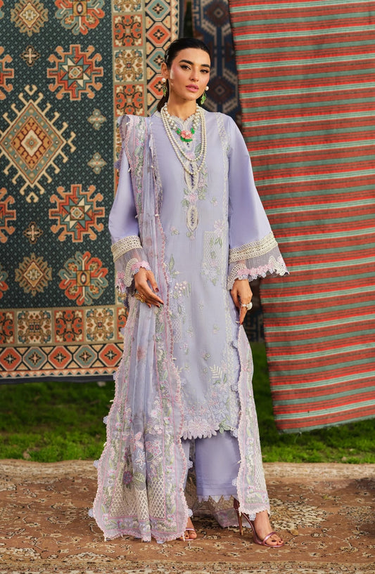 Maryam Hussain Embroidered Lawn Unstitched 3 Piece Suit - Jasmine - MRH26LW - Lavender - Luxury Summer Collection