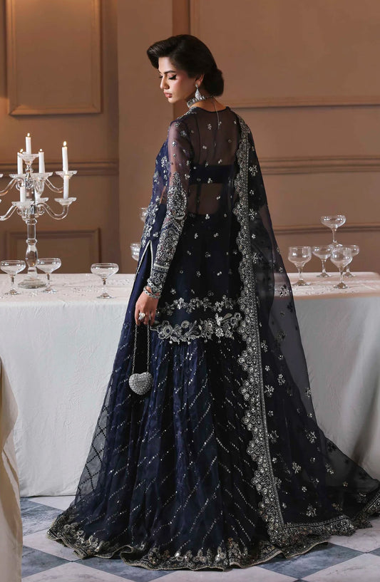 Mastani by Akbar Aslam Luxury Formals Embroidered Organza Unstitched 3 Piece Suit - Zarpari - AKA25LFM - Blue - Festive Collection