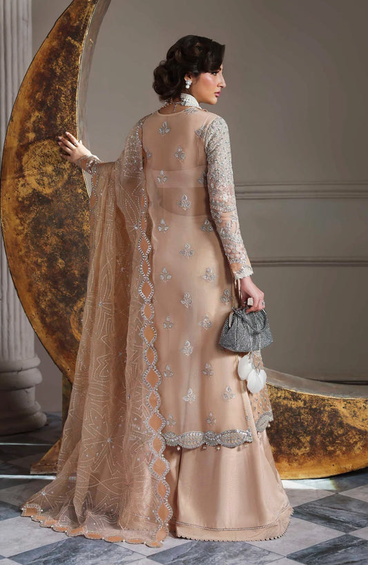 Mastani by Akbar Aslam Luxury Formals Embroidered Organza Unstitched 3 Piece Suit - Aabroza - AKA25LFM - Peach - Festive Collection