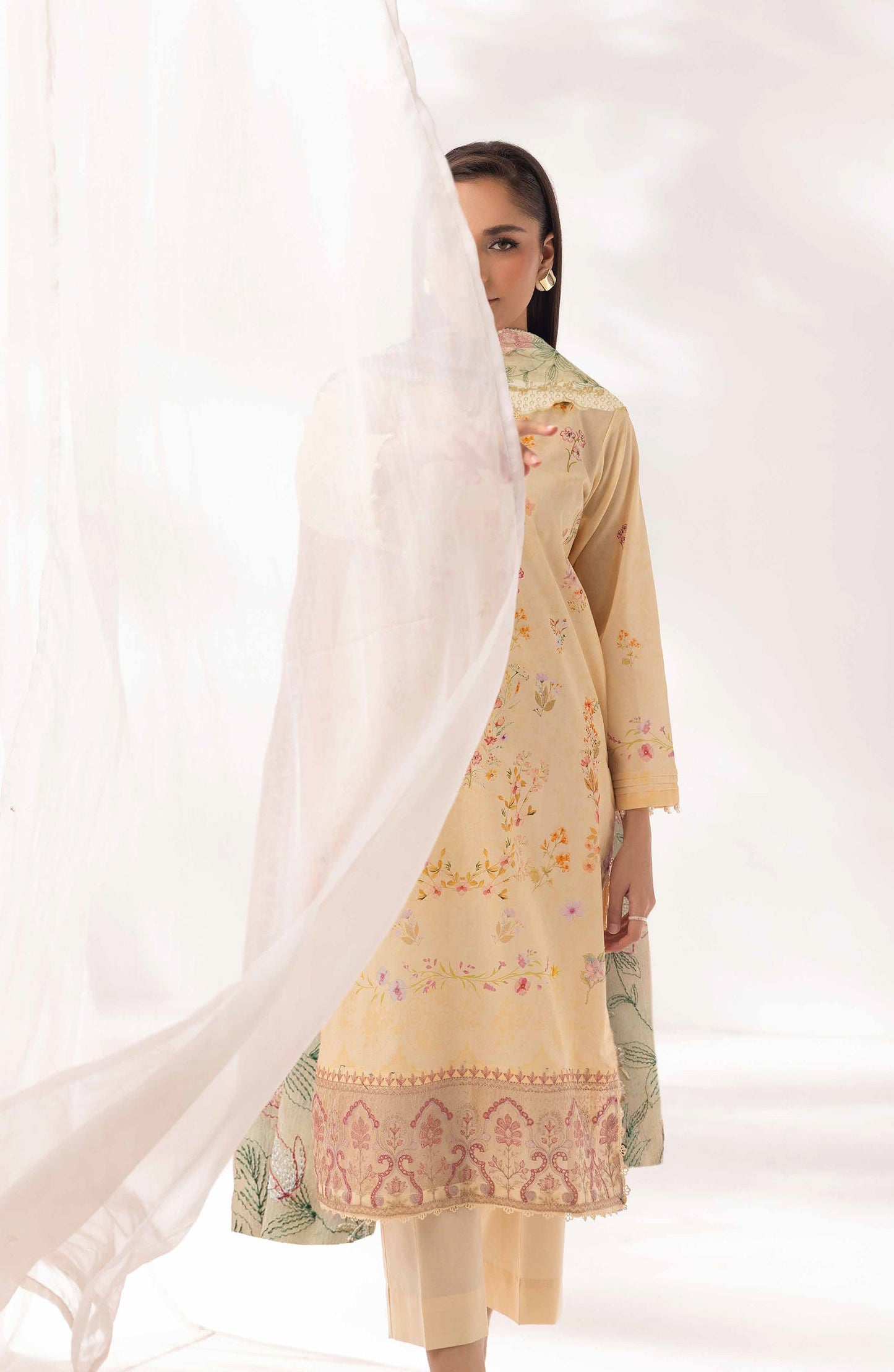 Mayanaz by Al Karim Printed & Embroidered Lawn Unstitched 3 Piece Suit - MN-10 - AK26MYN - Fawn - Summer Collection