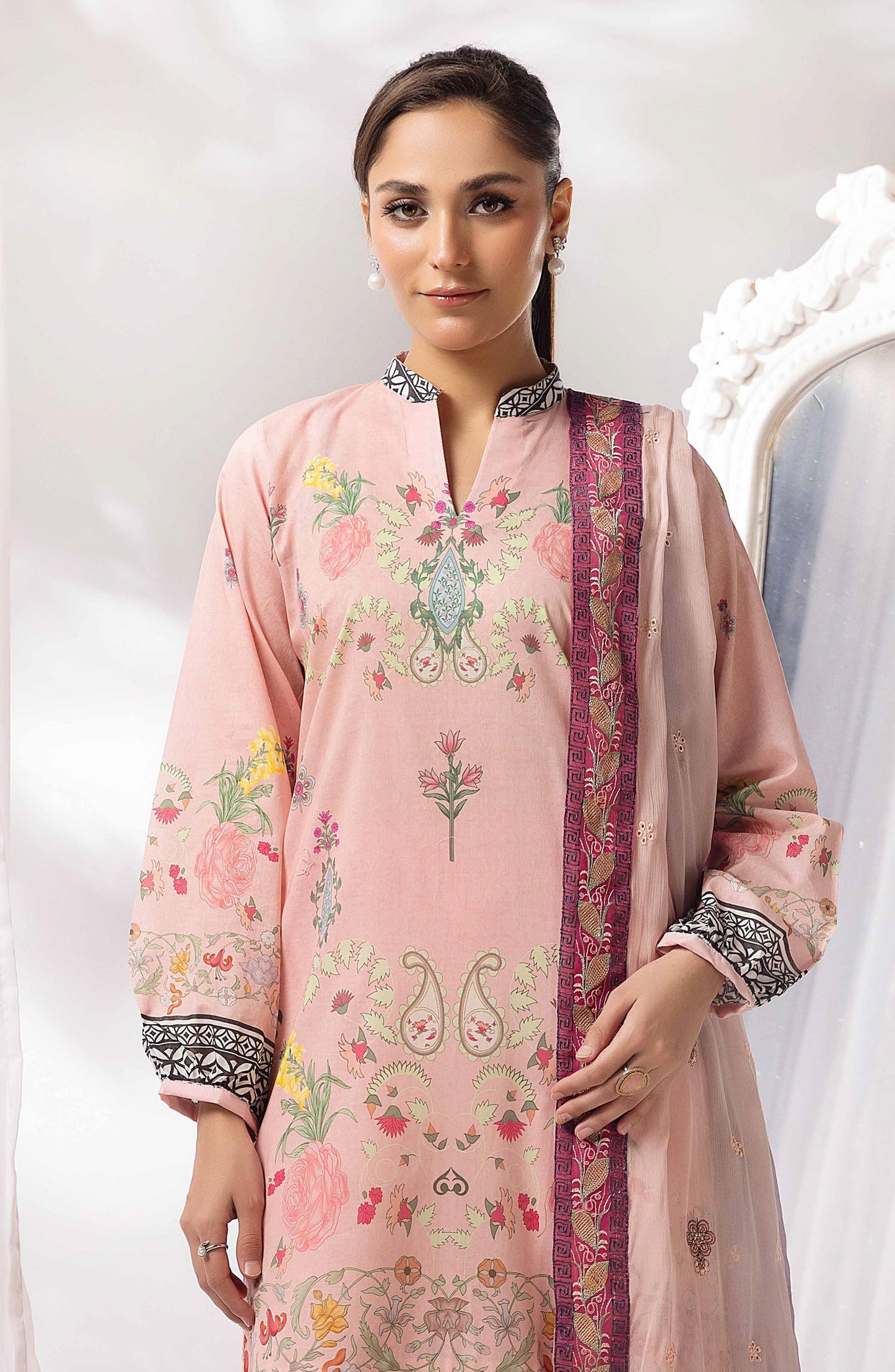 Mayanaz by Printed & Embroidered Lawn Unstitched 3 Piece Suit - MN-07 - AK26MYN - Pink - Summer Collection