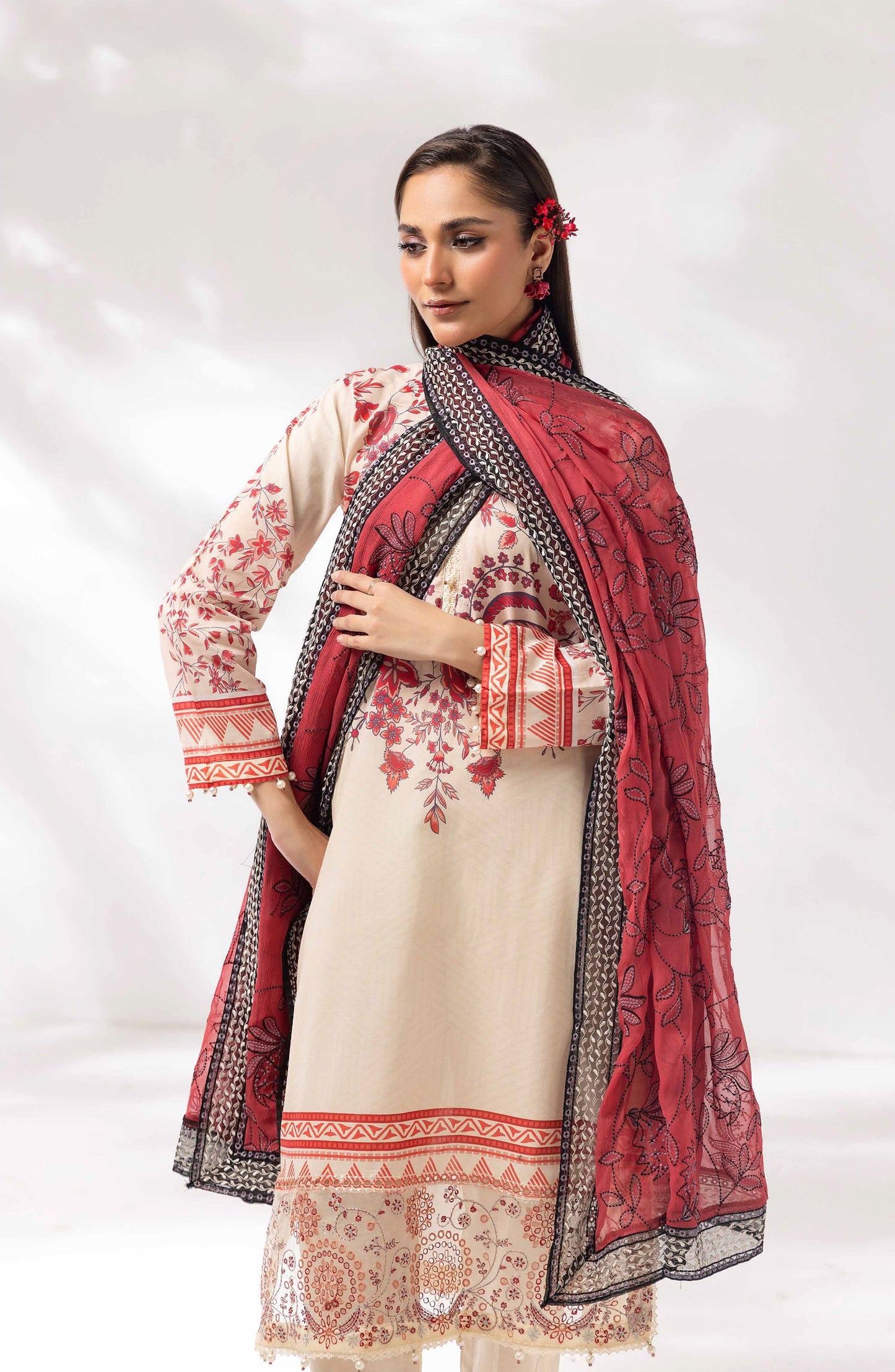 Mayanaz by Al Karim Printed & Embroidered Lawn Unstitched 3 Piece Suit - MN-03 - AK26MYN - Fawn - Summer Collection