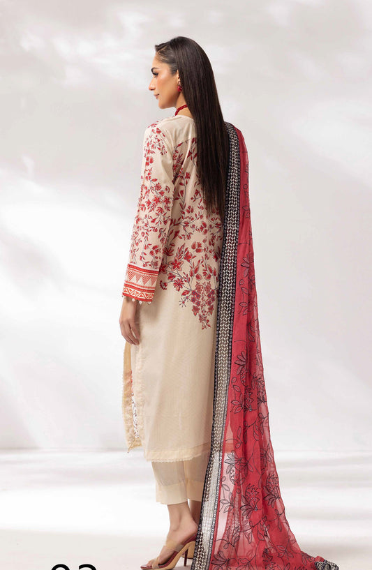 Mayanaz by Printed & Embroidered Lawn Unstitched 3 Piece Suit - MN-03 - AK26MYN - Fawn - Summer Collection