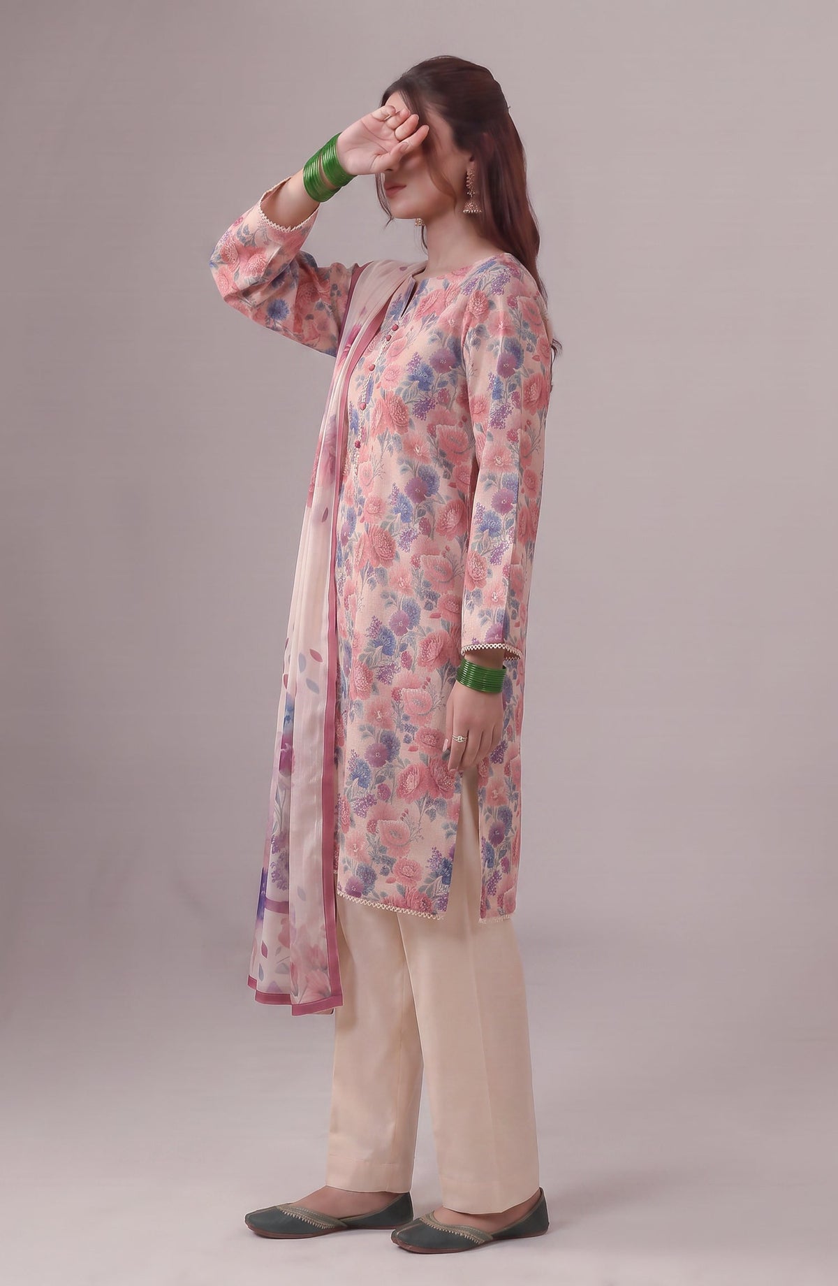 Me & She ki Dosti by Amna Khadija Printed Lawn Stitched 3 Piece Suit - AKMS-06 - AM26DST - Pink - Summer Collection