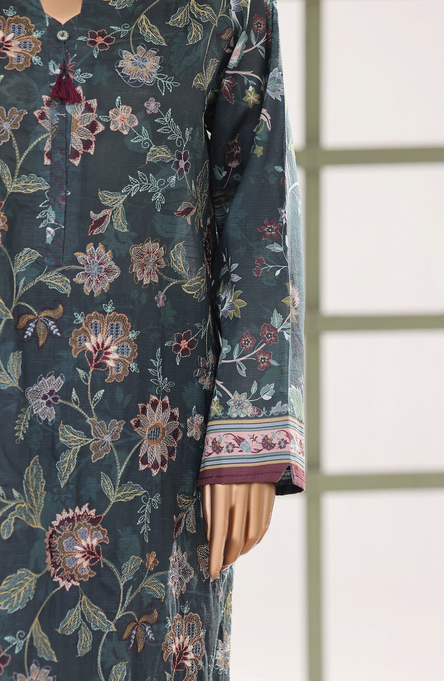 Mehak by HZ Textile Embroidered Lawn Unstitched 3 Piece Suit - D-03 - HZ26MBR - Teal - Summer Collection