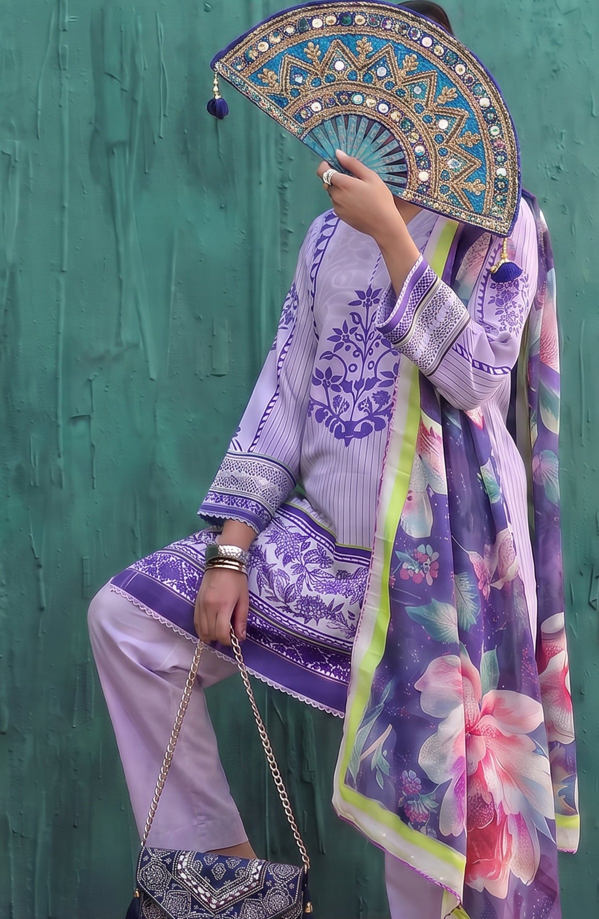 Mehar by Amna Khadija Embroidered Cotton Stitched 3 Piece Suit - AKM-01 - AM26MHER - Purple - Summer Collection