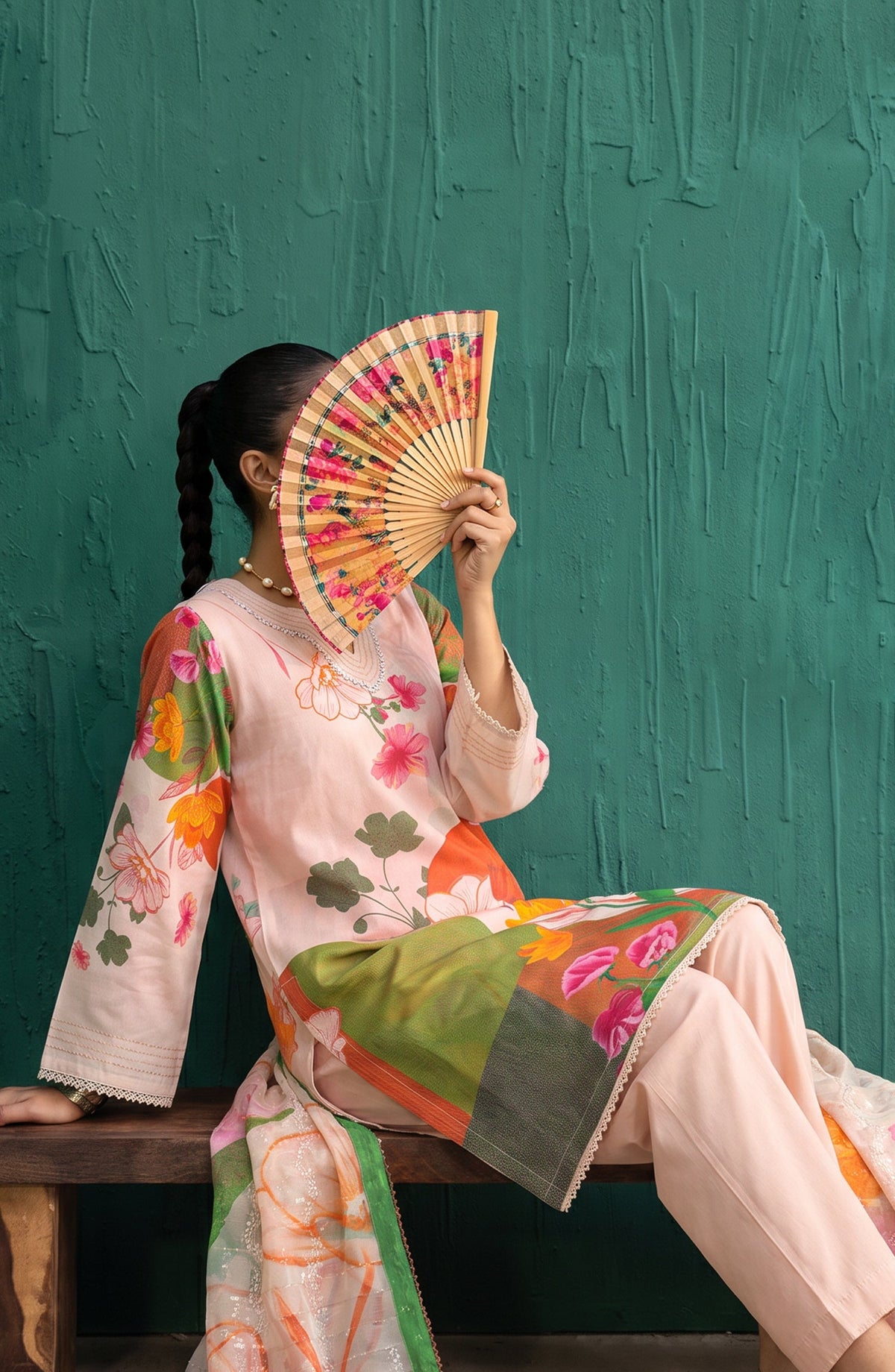 Mehar by Amna Khadija Embroidered Cotton Stitched 3 Piece Suit - AKM-04 - AM26MHER - Peach - Summer Collection