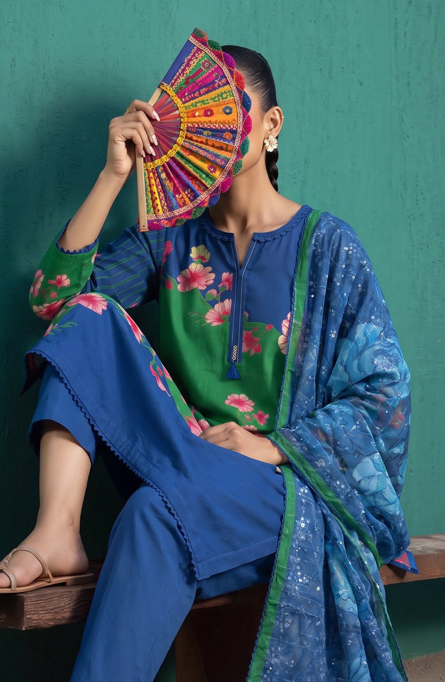 Mehar by Amna Khadija Embroidered Cotton Stitched 3 Piece Suit - AKM-06 - AM26MHER - Blue - Summer Collection