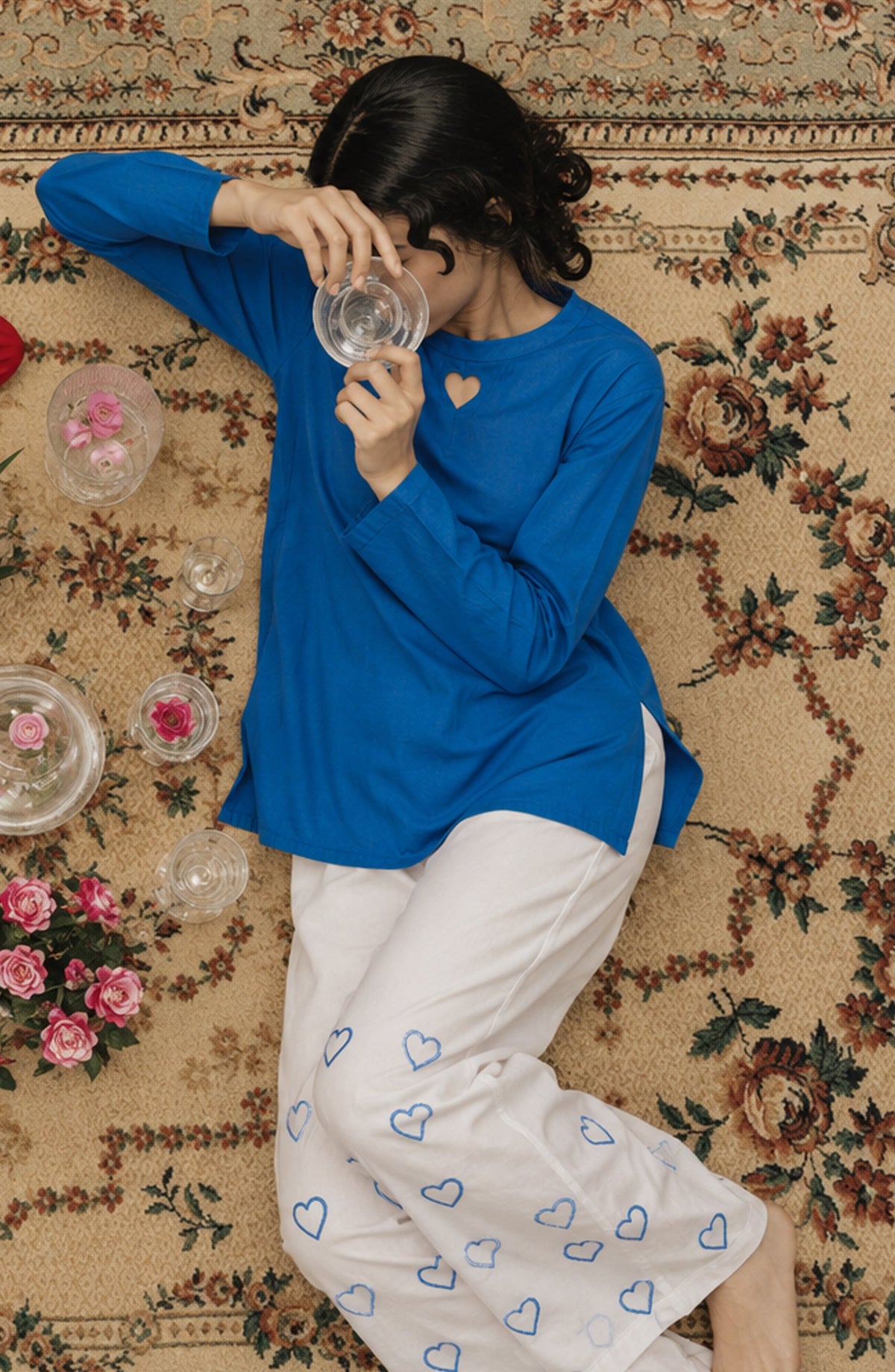 Mohabbat ki Kahani by Amna Khadija Embroidered Cotton Stitched 2 Piece Co-ord Set - AKMKK-02 - AM26MBTK - Blue - Summer Collection