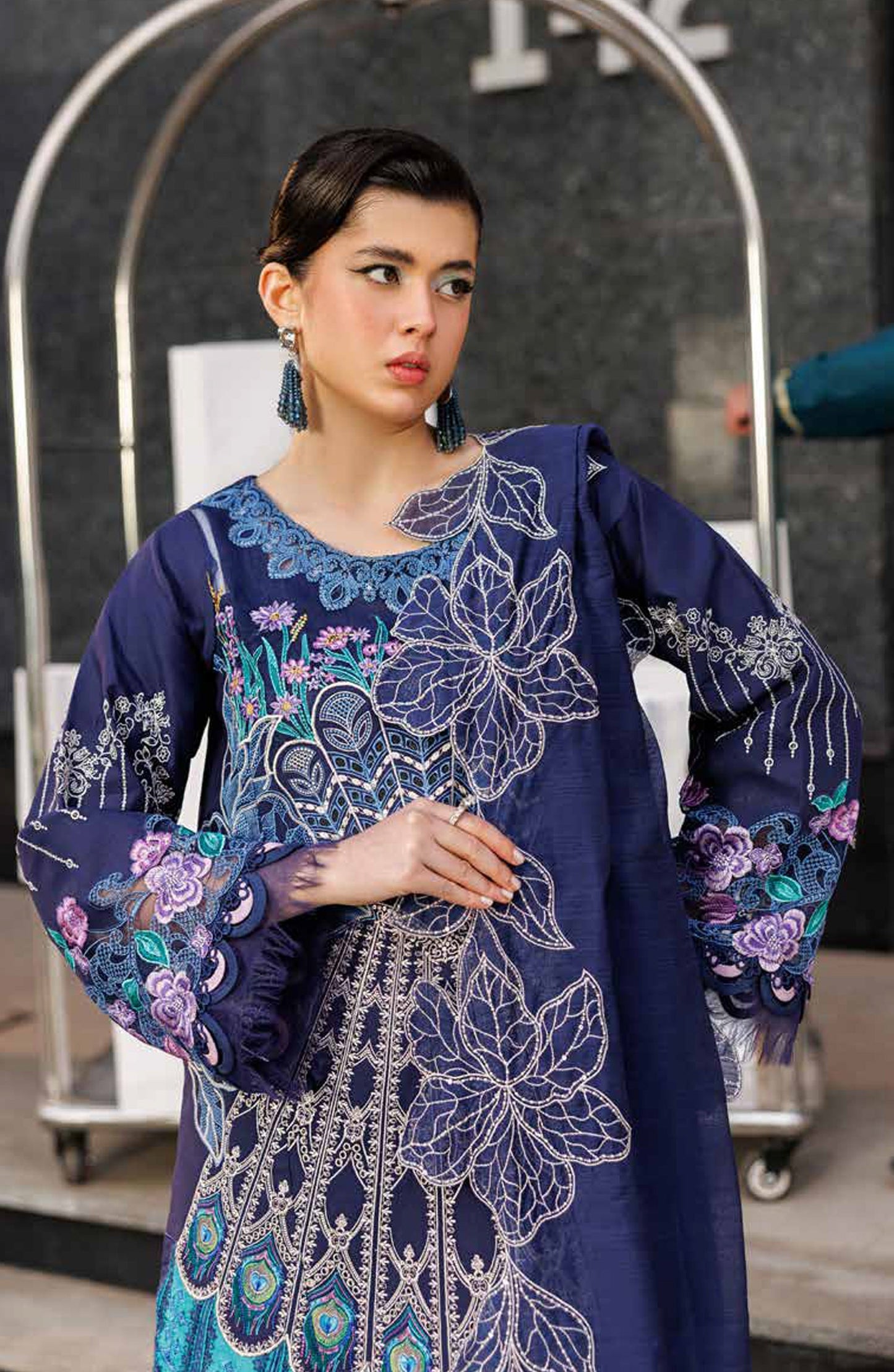 Monaco by Parishay Luxury Embroidered Lawn Unstitched 3 Piece Suit - MN-10 - PS26MNC - Blue - Summer Collection