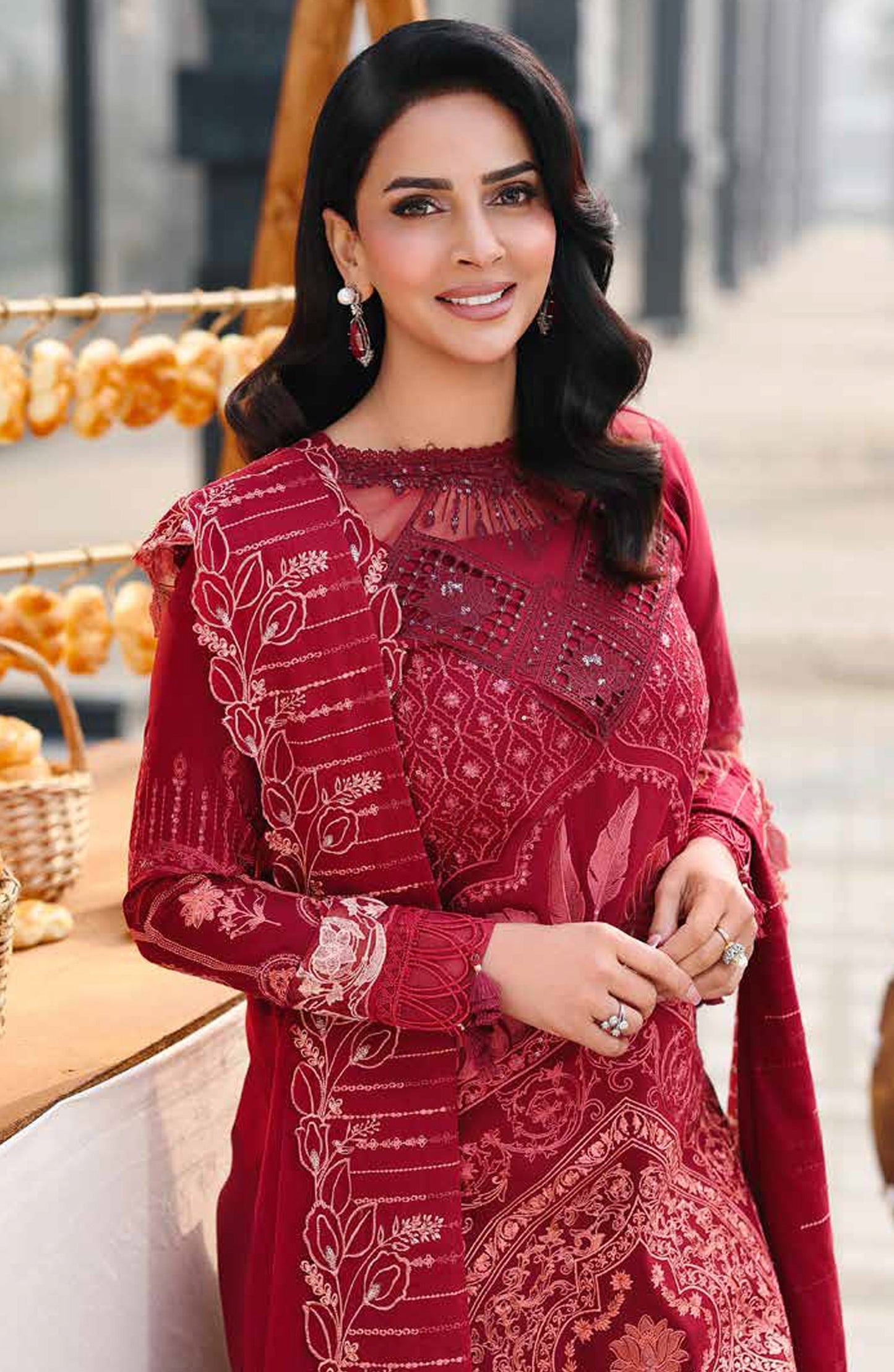 Monaco by Parishay Luxury Embroidered Lawn Unstitched 3 Piece Suit - MN-01 - PS26MNC - Red - Summer Collection