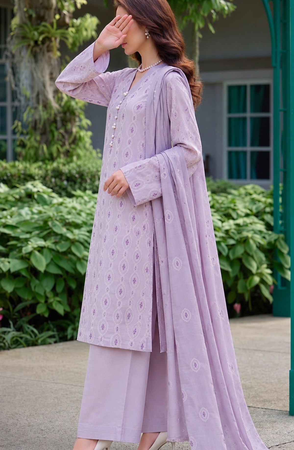 Muse by Amna Khadija Embroidered Cambric Unstitched 3 Piece Suit - AKMF-06 - AM26MSE - Purple - Formals Collection