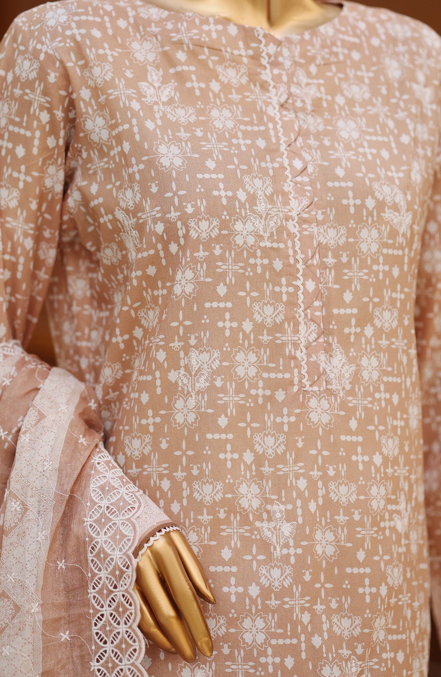 Nakshkari by HZ Textile Embroidered Lawn Unstitched 3 Piece Suit - D-02 - HZ26NAK - Rust - Summer Collection
