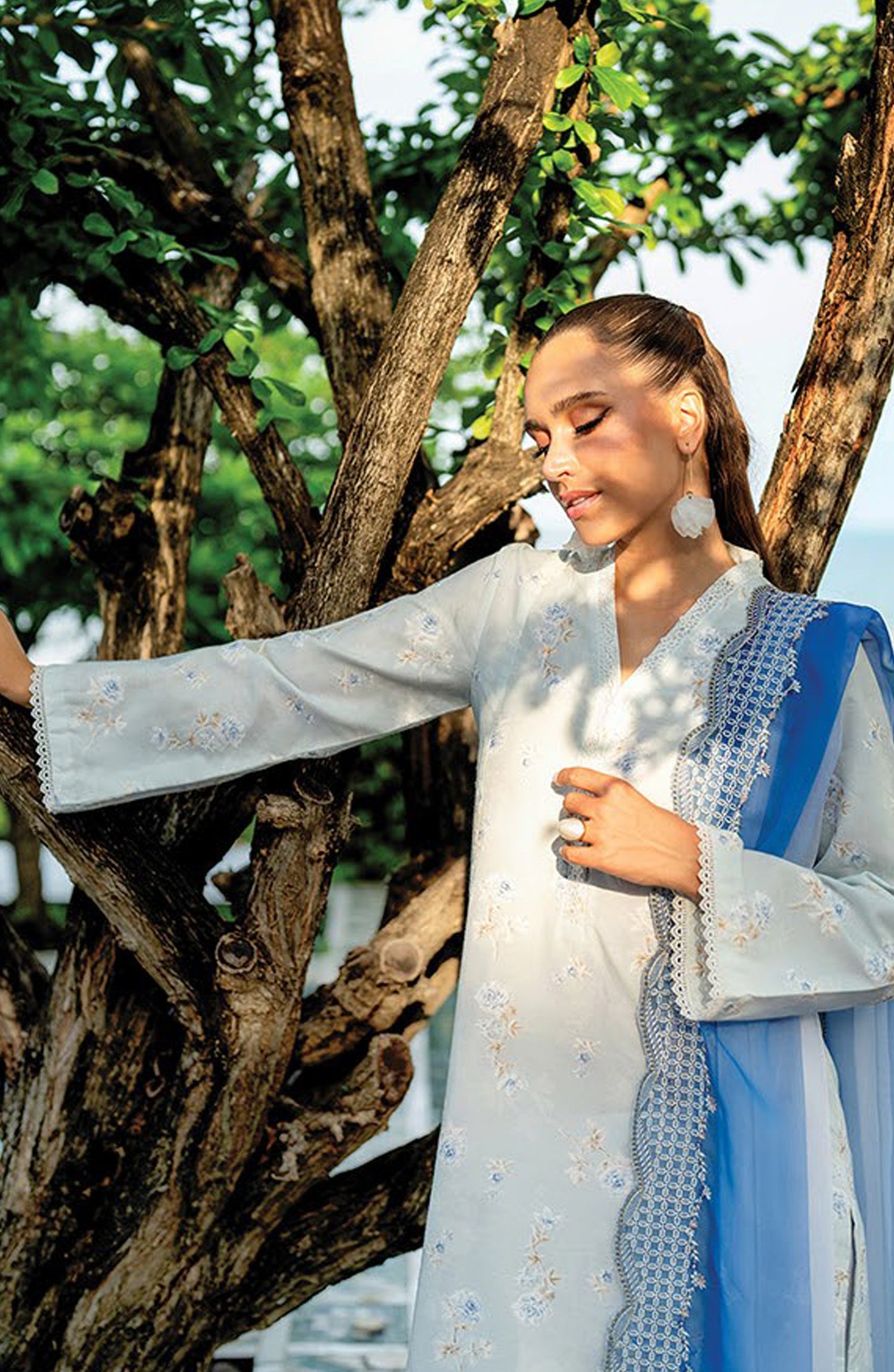 Namah by Xenia Embroidered Lawn Unstitched 3 Piece Suit - LISSE - XF26NM - Sky Blue - Summer Collection