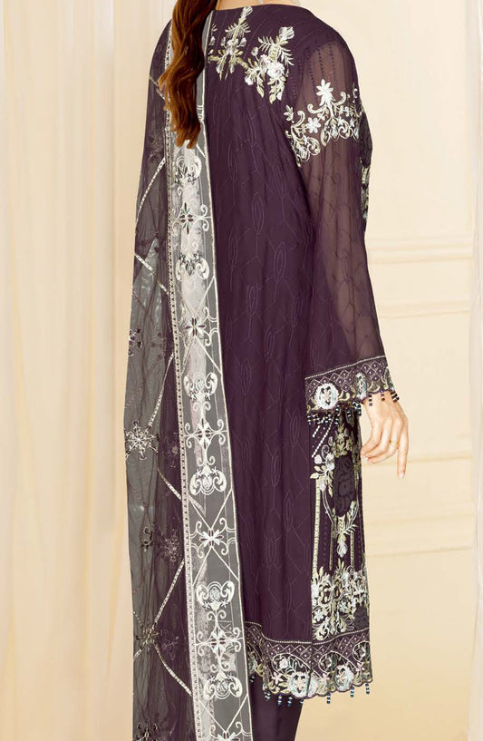 Nayab by Ramsha Luxury Embroidered Chiffon Unstitched 3 Piece Suit - N-411 - RM26NYB - Purple - Festive Collection