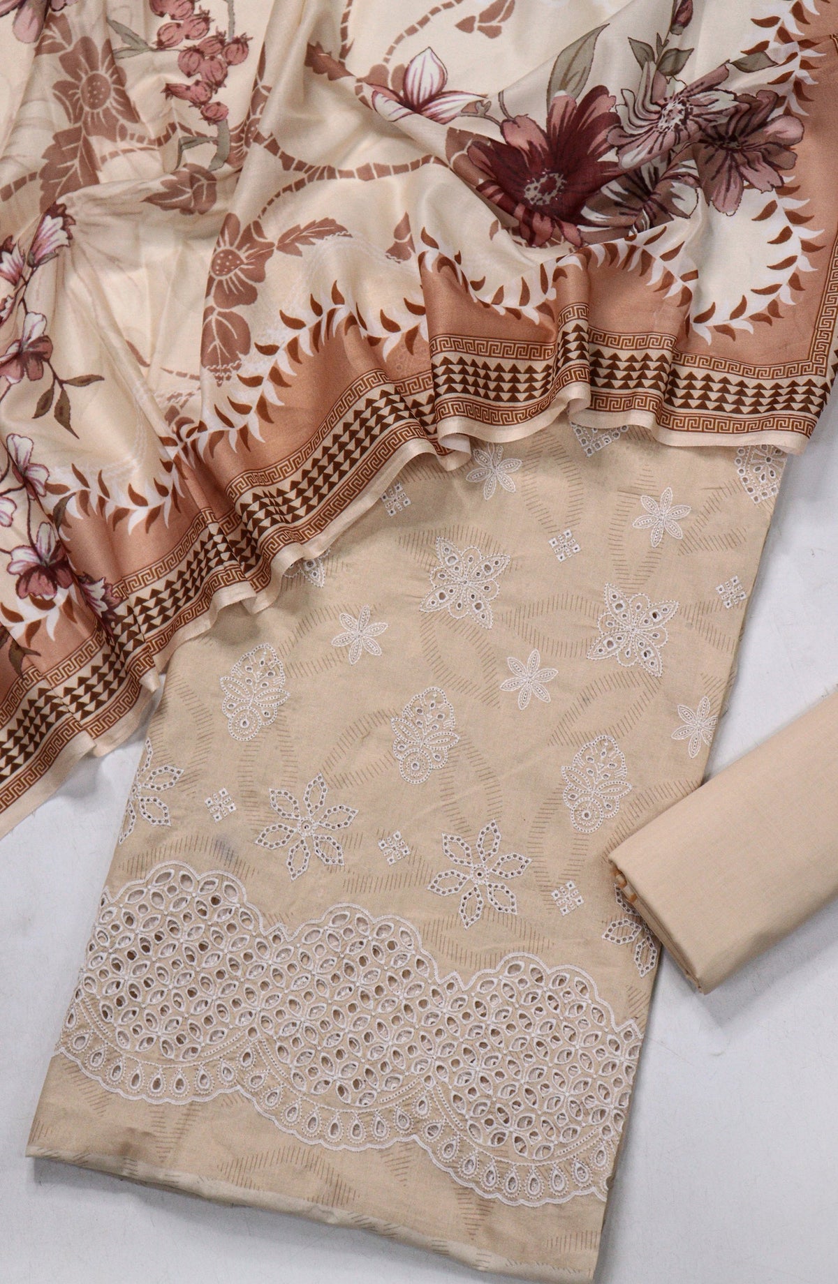 Nazneen by Amna Khadija Embroidered Chikankari Lawn Unstitched 3 Piece Suit - Design-06 - AM26NZN - Peach - Summer Collection