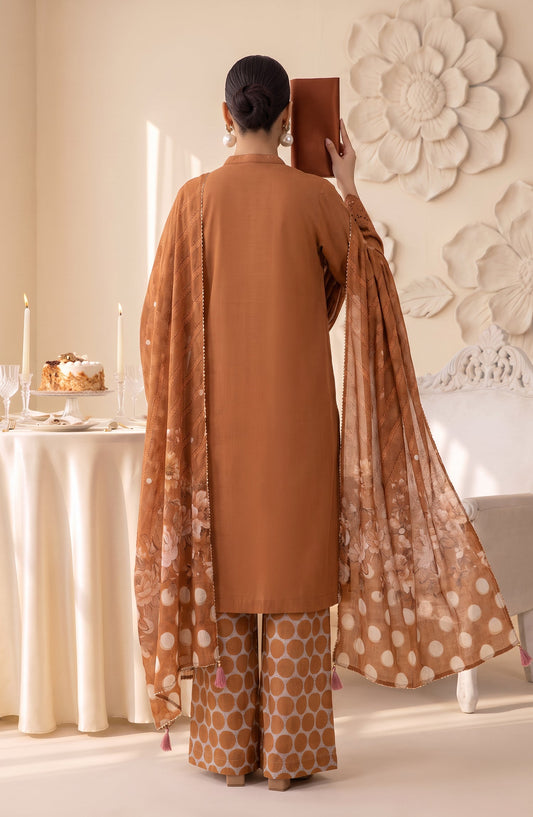 Neesha by Amna Khadija Embroidered Cotton Stitched 3 Piece Suit - AKN-04 - AM26NSHA - Rust - Summer Collection