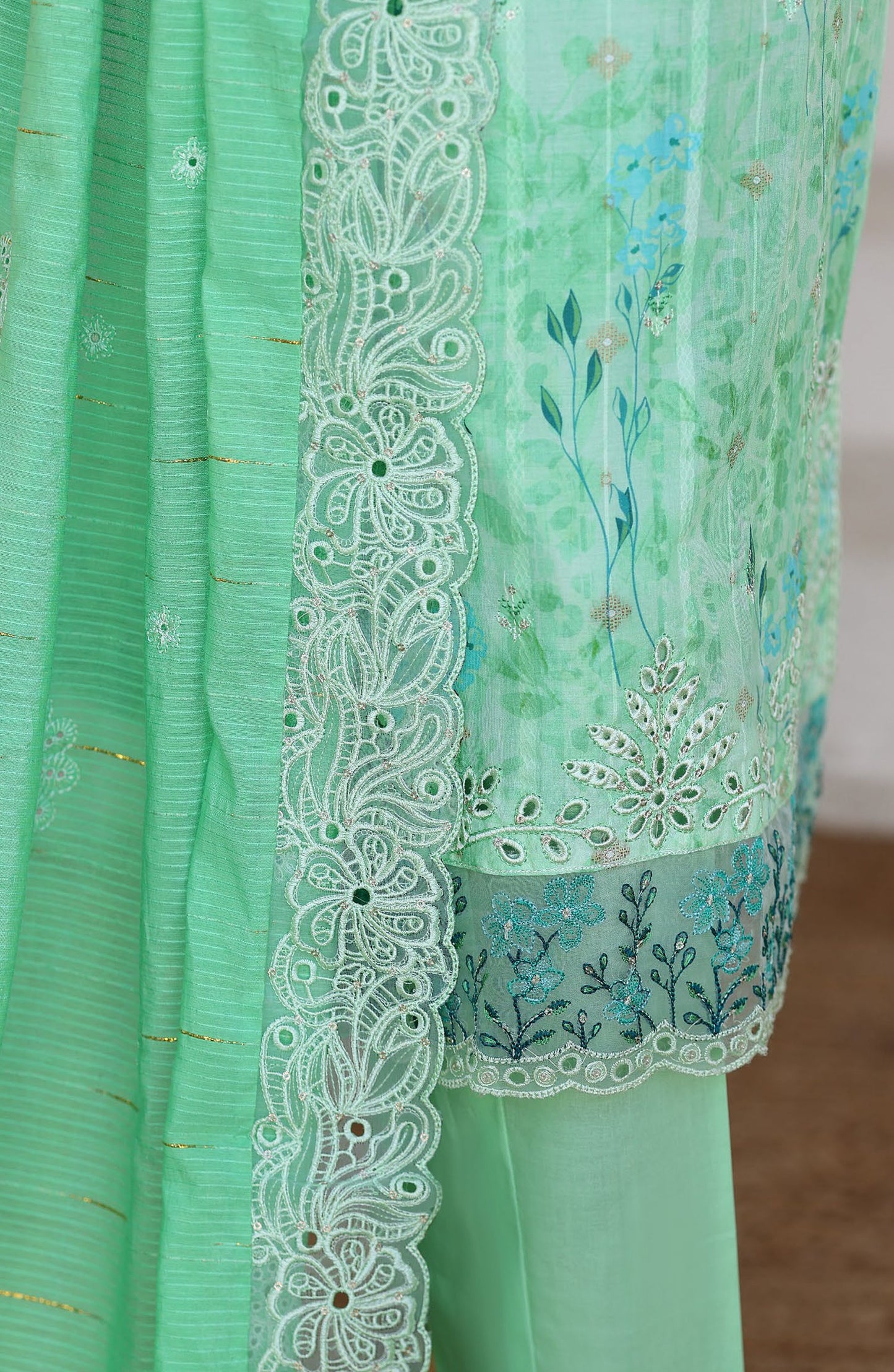Ninokara by HZ Textile Embroidered Jacquard Unstitched 3 Piece Suit - D-09 - HZ26KNRA - Sea Green - Summer Collection