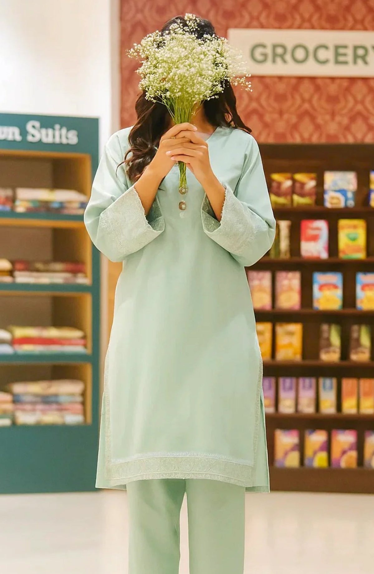 Noor-e-Rang by Ayla Embroidered Lawn Stitched 2 Piece Suit - SABZ-SITARA - AY25NRG - Green - Summer Collection