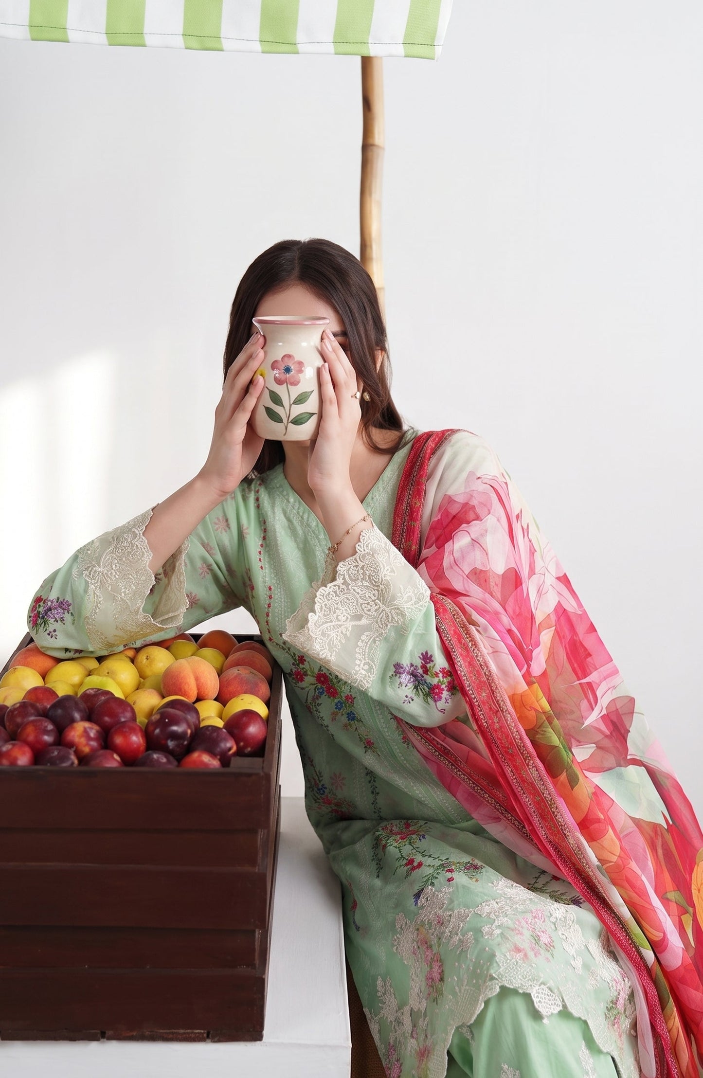Noora by Amna Khadija Embroidered Cambric Stitched 3 Piece Suit - AKPN-05 - AM26ORA - Green - Summer Collection