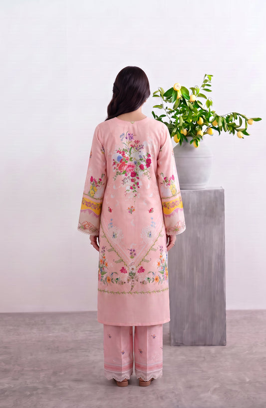 Noora by Amna Khadija Embroidered Cambric Stitched 3 Piece Suit - AKPN-07 - AM26ORA - Pink - Summer Collection