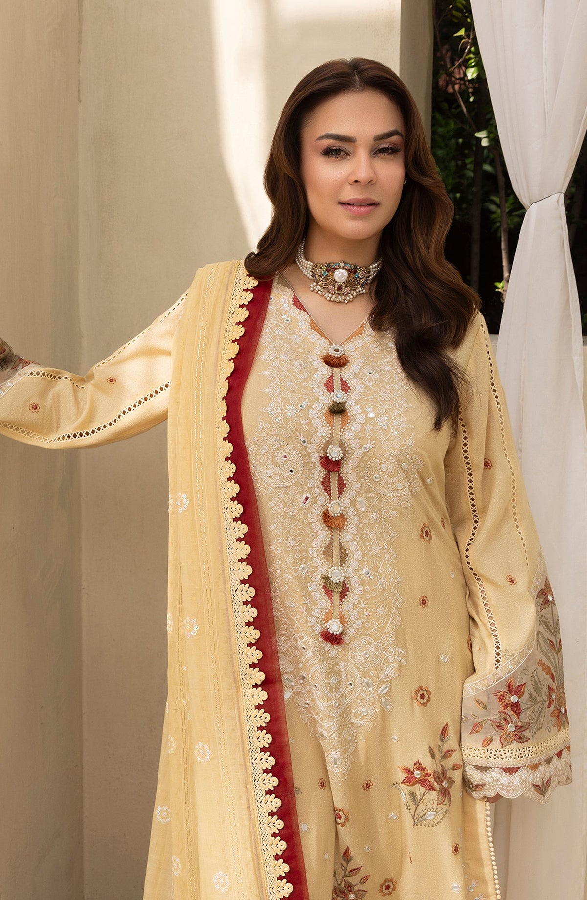 Pankh by Embroidered Karandi Unstitched 3 Piece Suit - P-12 - AM26PKH - Yellow - Winter Collection