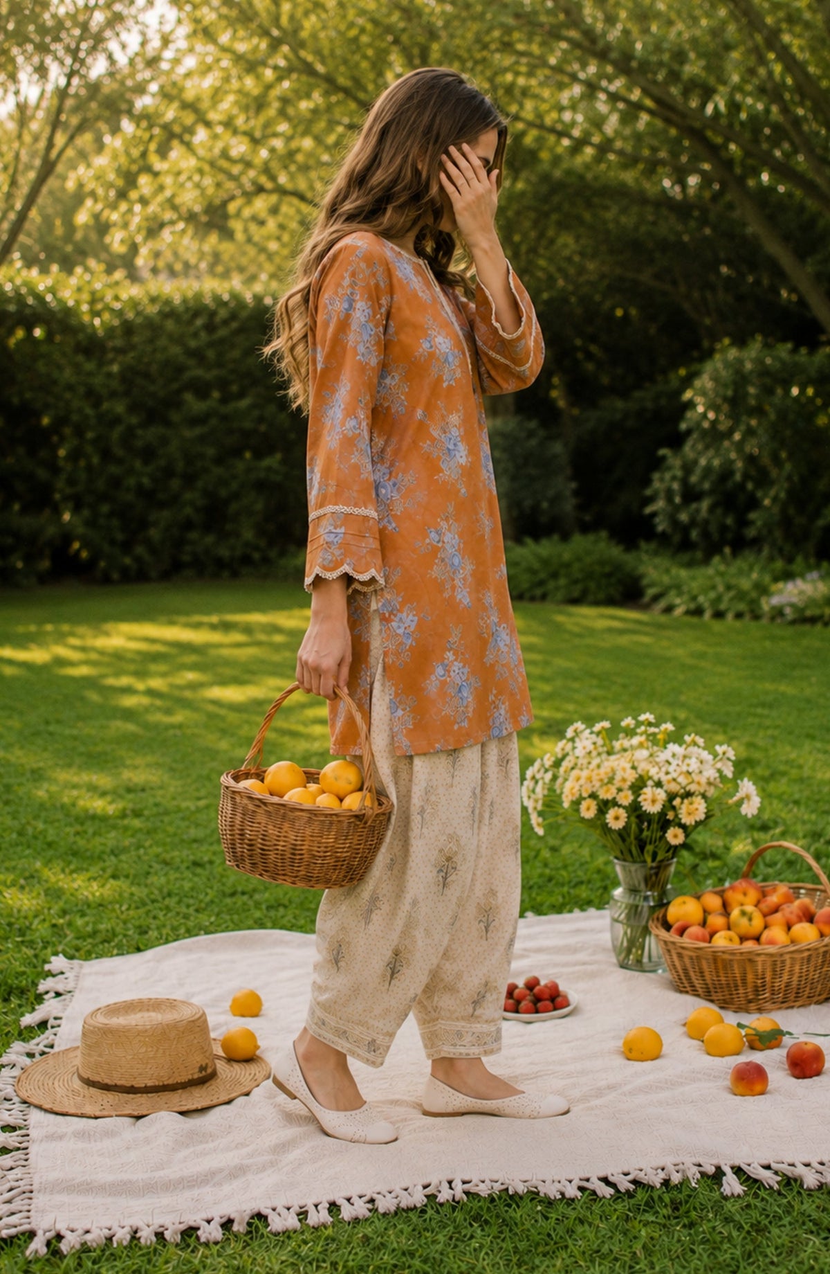 Parchhai by Amna Khadija Printed Cotton Stitched 2 Piece Co-ord Set - AKP-01M - AM26PRCH - Mustard - Summer Collection