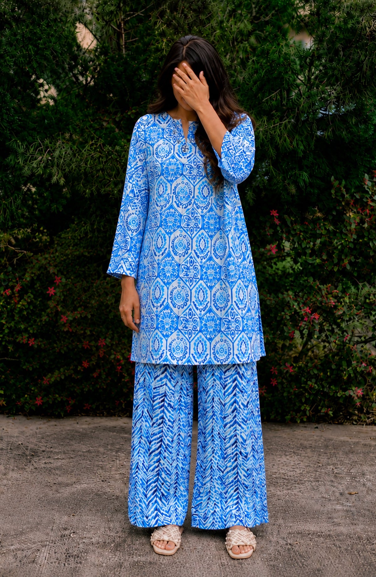 Parchhai by Amna Khadija Printed Cotton Stitched 2 Piece Co-ord Set - AKP-05M - AM26PRCH - Blue - Summer Collection