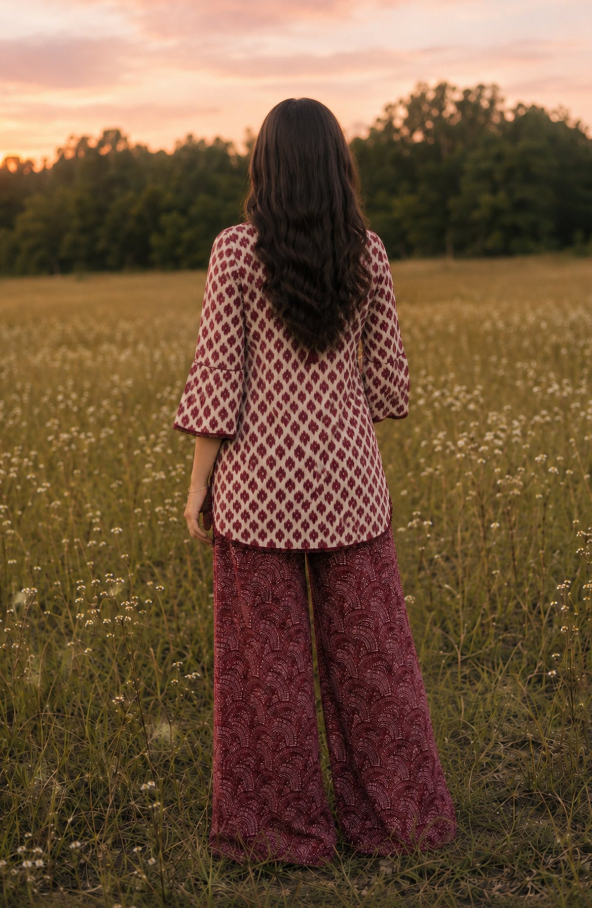 Parchhai by Amna Khadija Printed Cotton Stitched 2 Piece Co-ord Set - AKP-09M - AM26PRCH - Maroon - Summer Collection