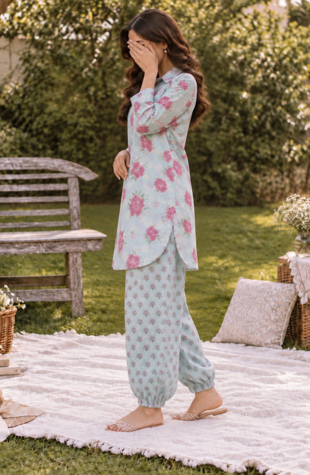 Parchhai by Amna Khadija Printed Cotton Stitched 2 Piece Co-ord Set - AKP-18M - AM26CHI - Blue - Summer Collection