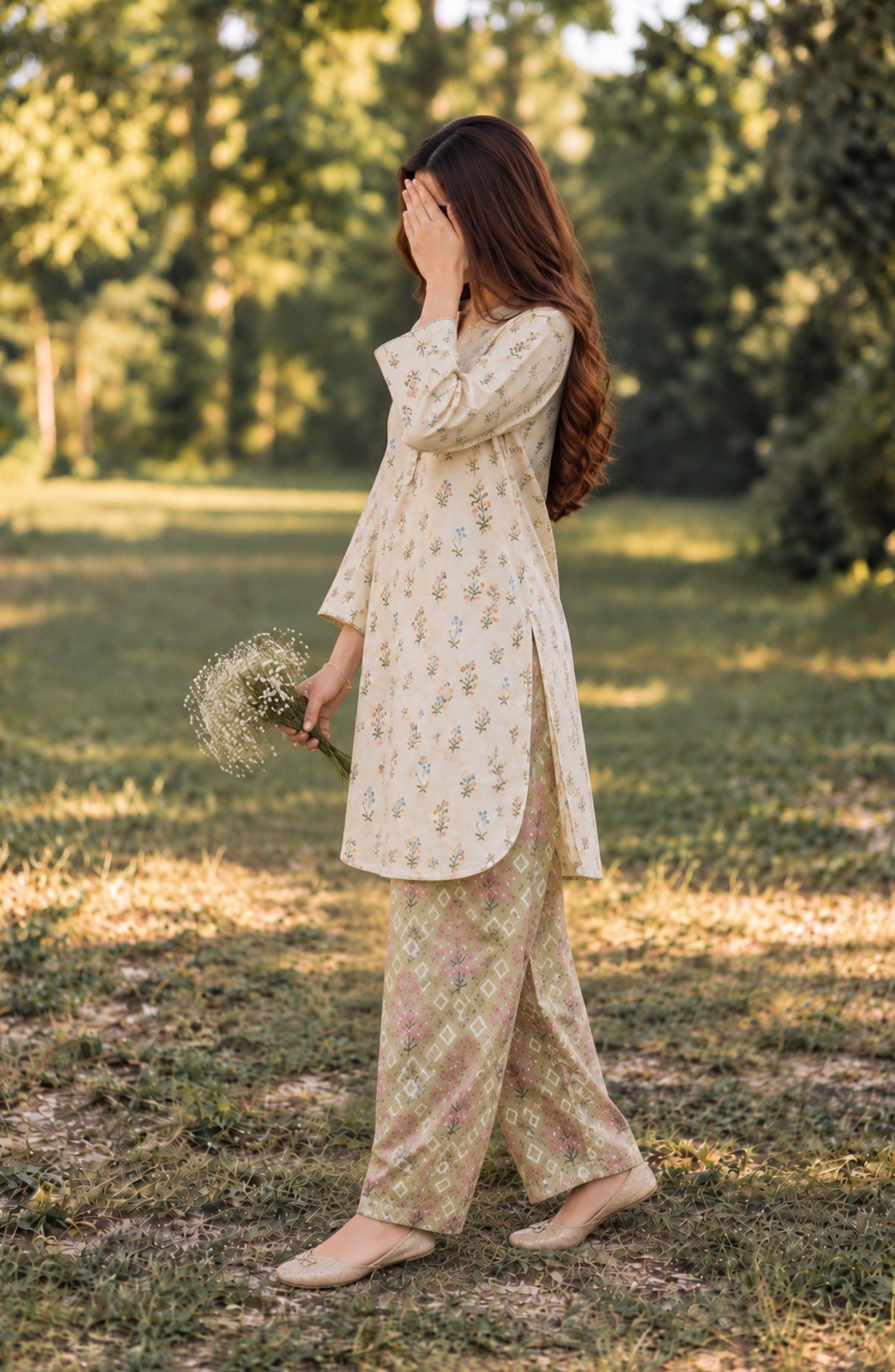Parchhai by Amna Khadija Printed Cotton Stitched 2 Piece Co-ord Set - AKP-19M - AM26CHI - Fawn - Summer Collection