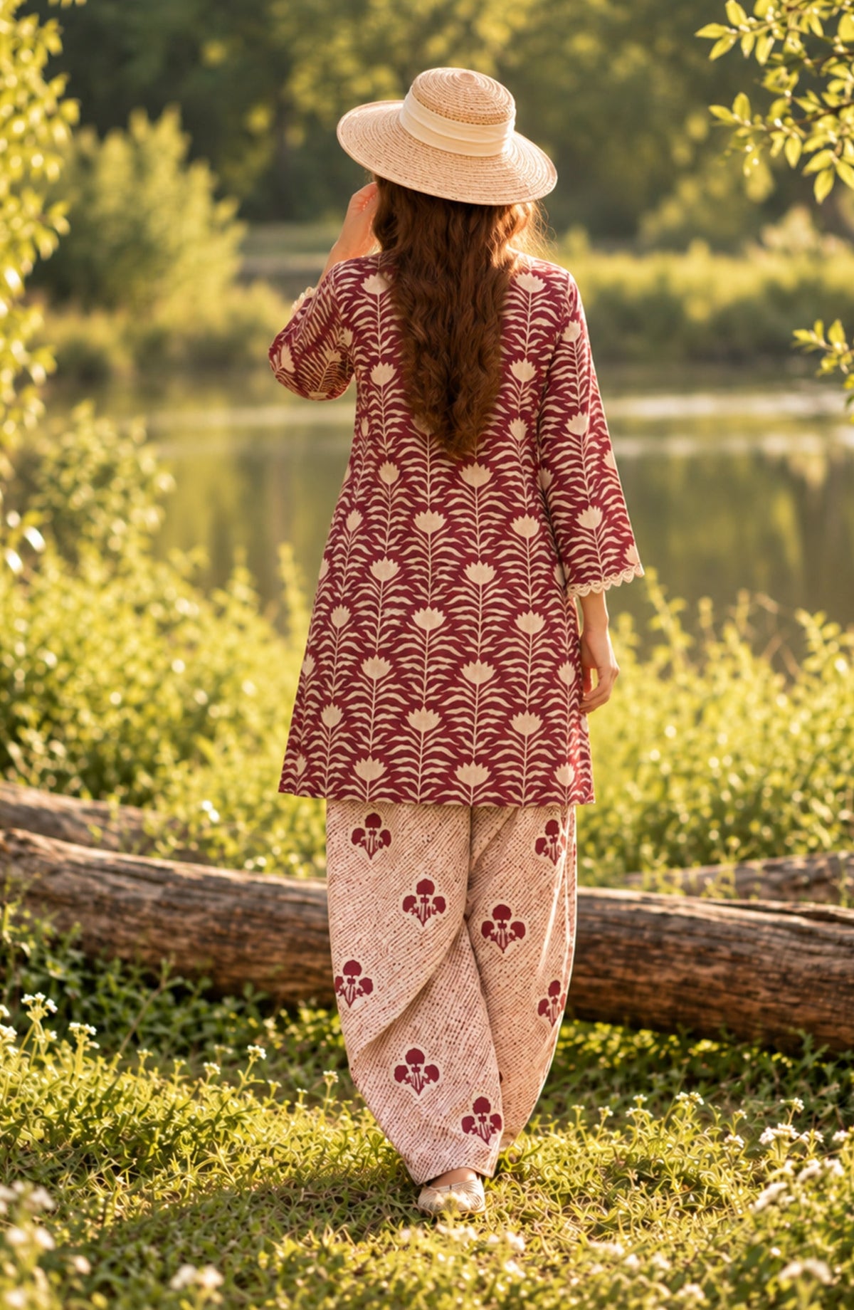 Parchhai by Amna Khadija Printed Cotton Stitched 2 Piece Co-ord Set - AKP-20M - AM26CHI - Red - Summer Collection