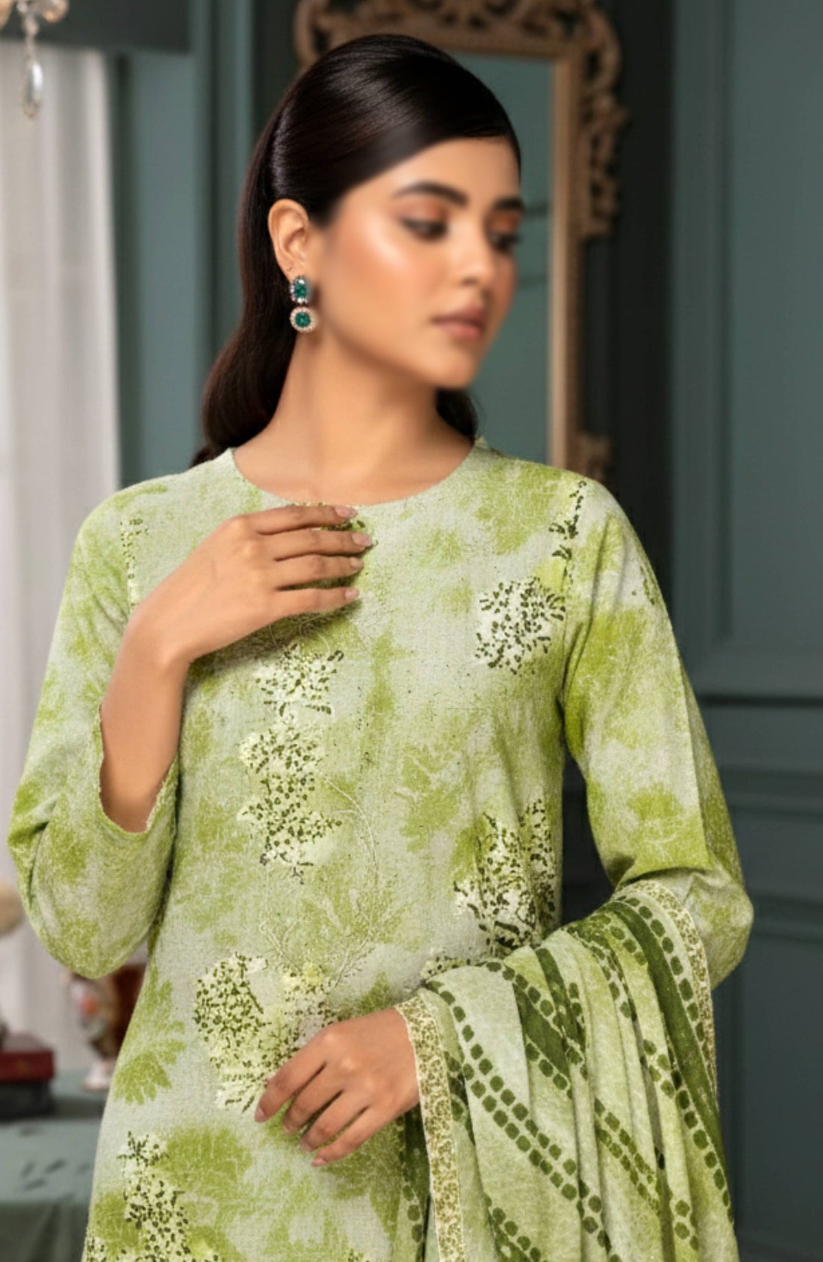 Parishay by Embroidered Lawn Unstitched 3 Piece Suit - D-05 - AK26PRH - Green - Summer Collection