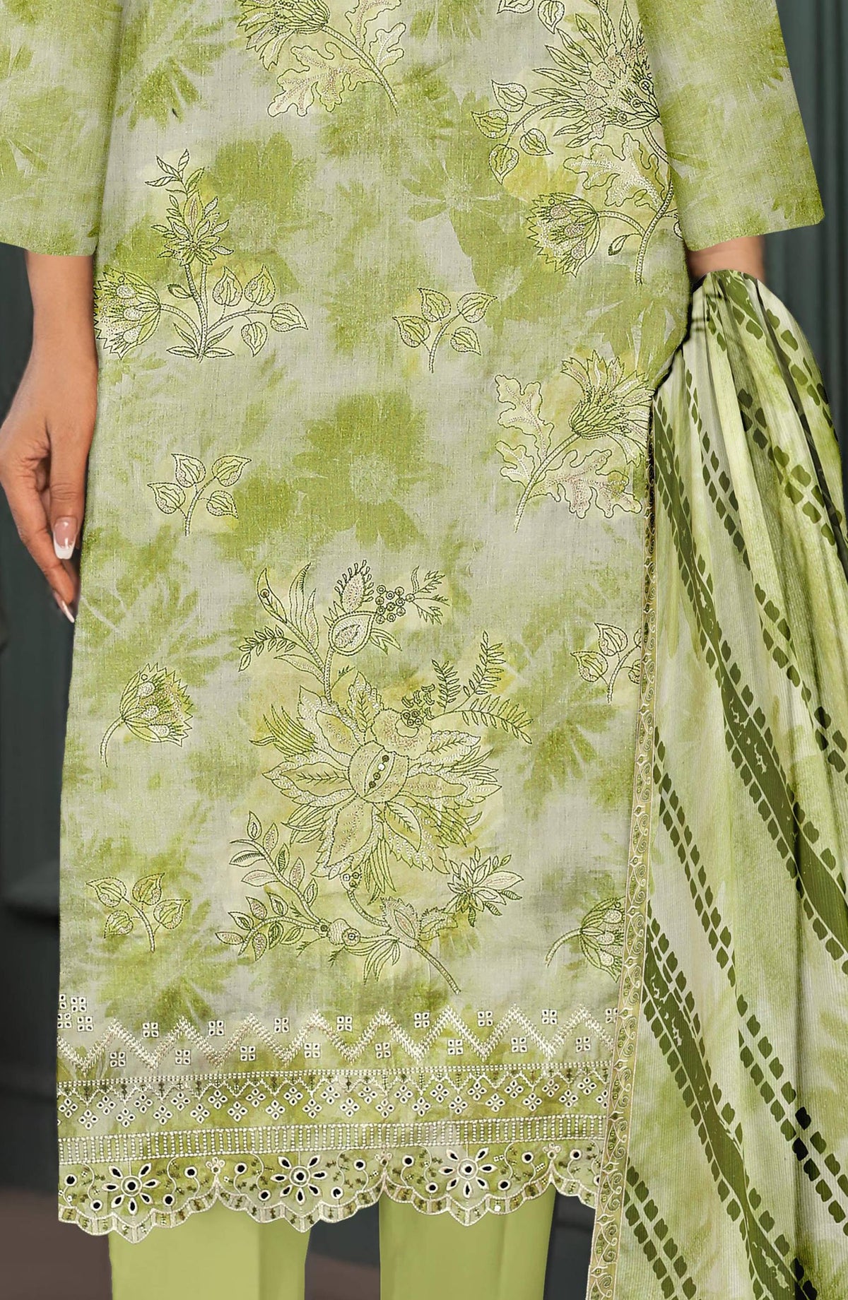 Parishay by Embroidered Lawn Unstitched 3 Piece Suit - D-05 - AK26PRH - Green - Summer Collection