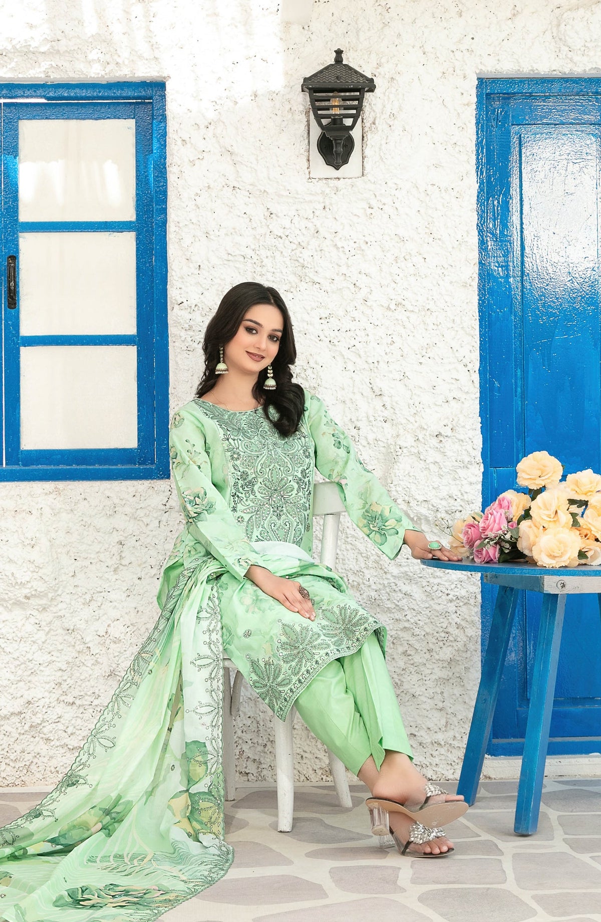 Parizah by Tawakkal Fabrics Embroidered Lawn Unstitched 3 Piece Suit - D-2727 - TF26PRZ - Sea Green - Summer Collection