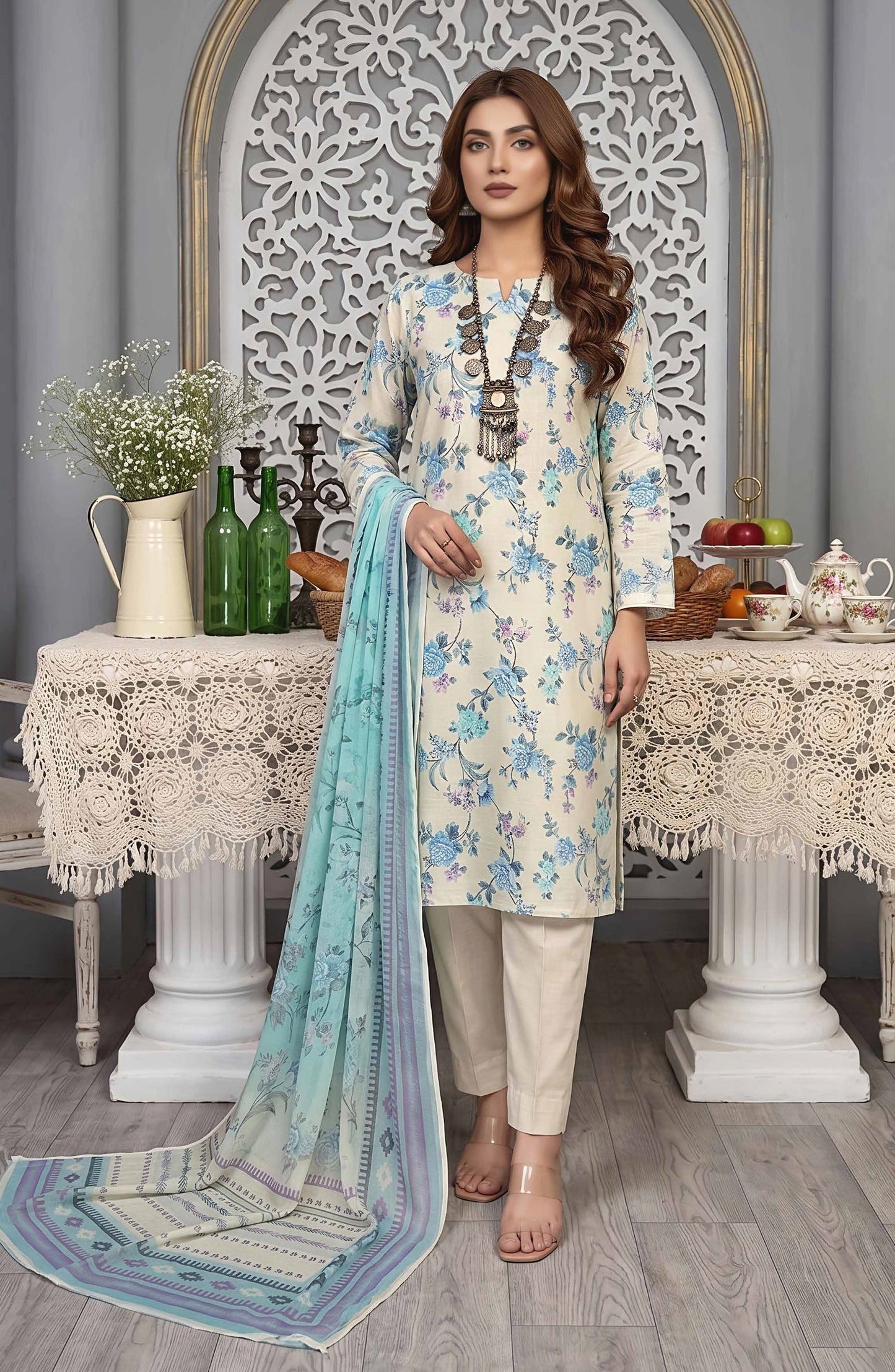 Pastels by Aalaya Embroidered Lawn Unstitched 3 Piece Suit - ART-06 - ALY26PTL - Blue - Summer Collection
