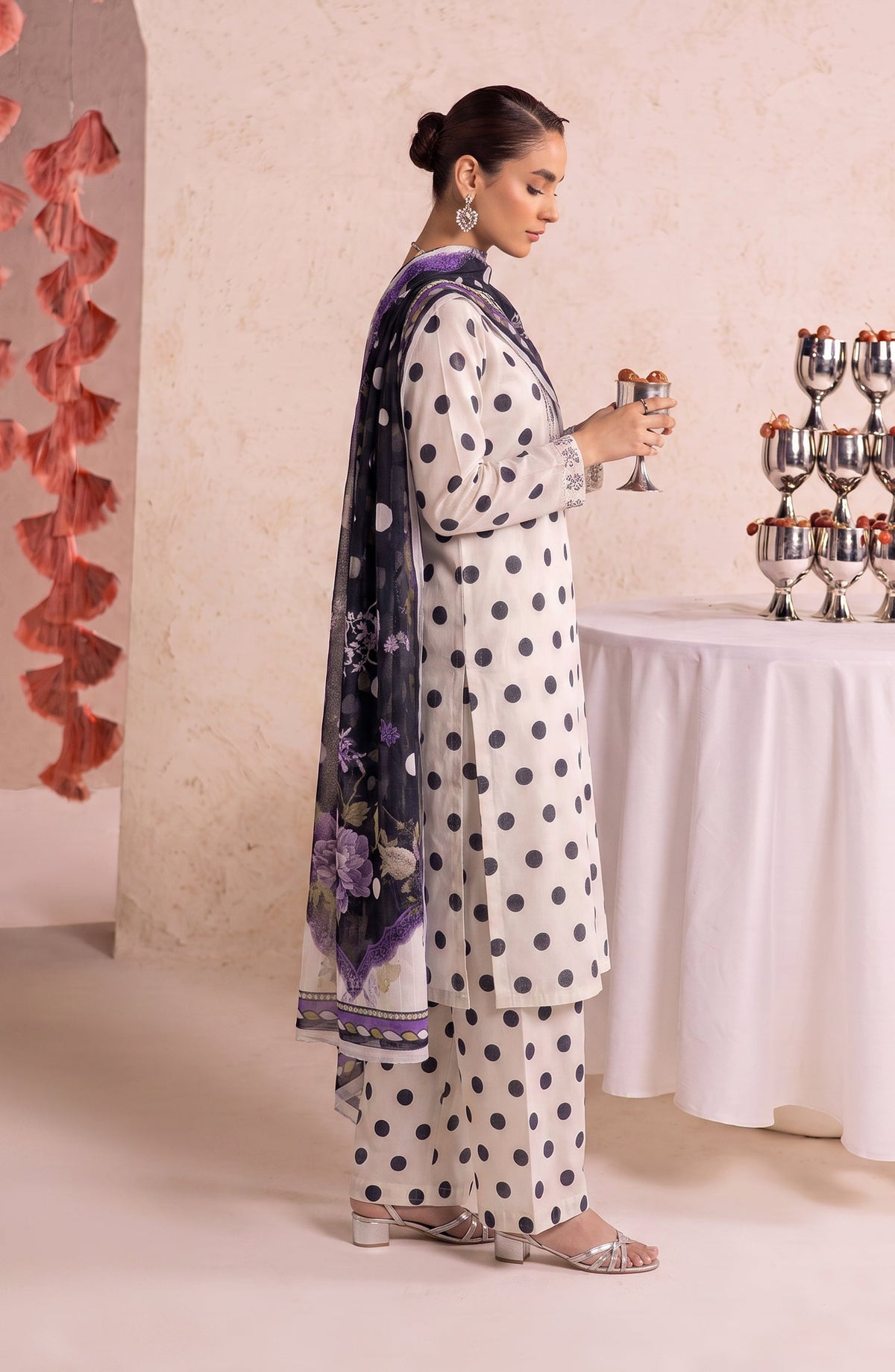Polka Romance by Amna Khadija Embroidered Lawn Stitched 3 Piece Suit - AKPR-02 - AM26PKRM - Black - Summer Collection