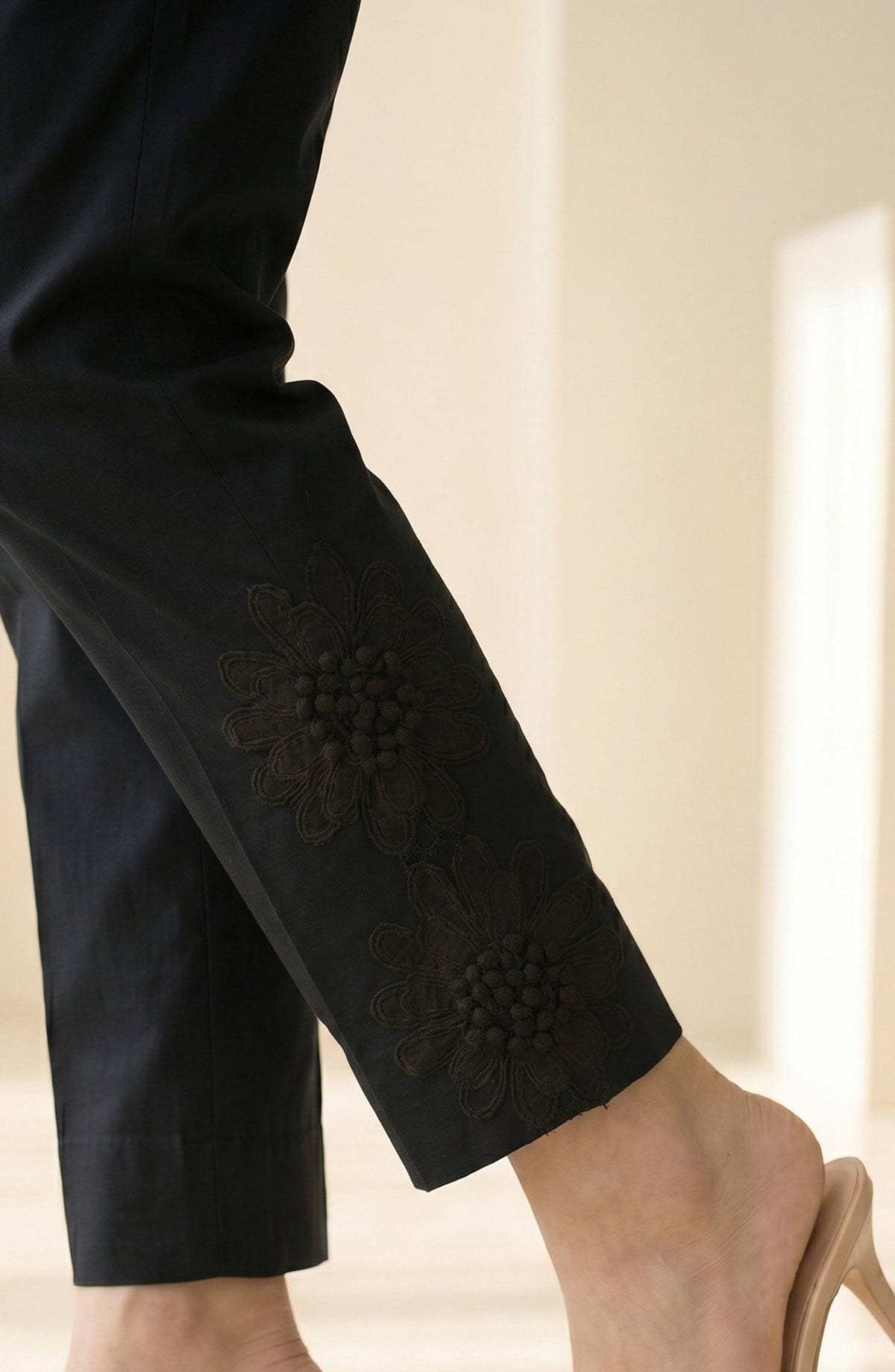 Pristine Hem by Amna Khadija Cotton Stitched Trouser - PH-04A - AM26TRD - Black - Casual Collection