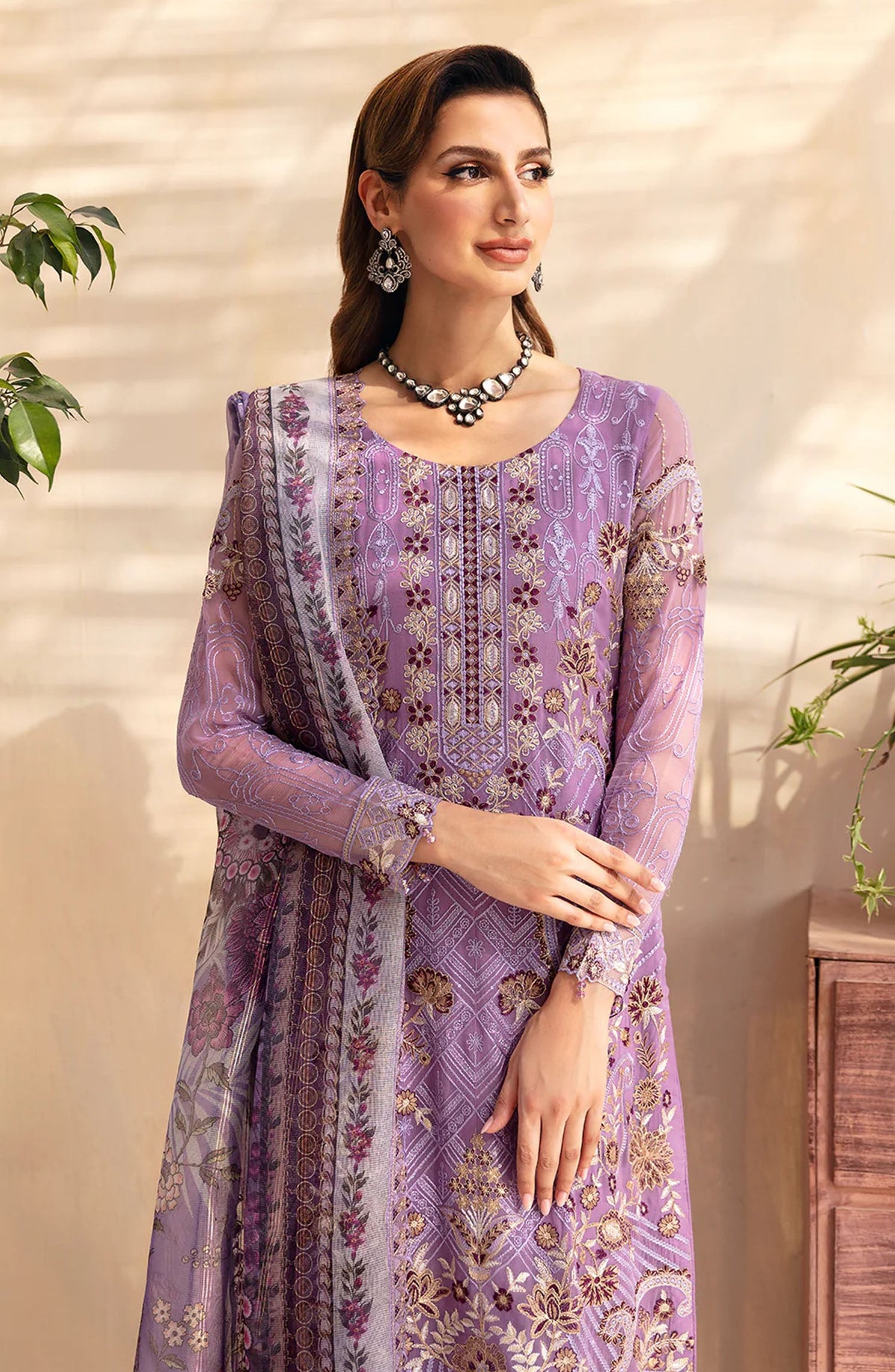 Chevron by Ramsha Embroidered Chiffon Unstitched 3 Piece Suit - A-906 - RM26CHRN - Purple - Festive Collection