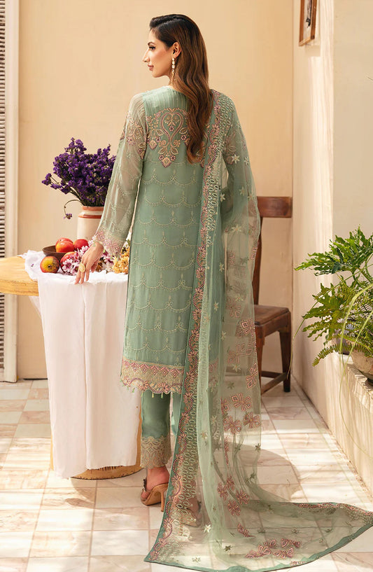 Chevron by Ramsha Embroidered Chiffon Unstitched 3 Piece Suit - A-901 - RM26CHRN - Green - Festive Collection