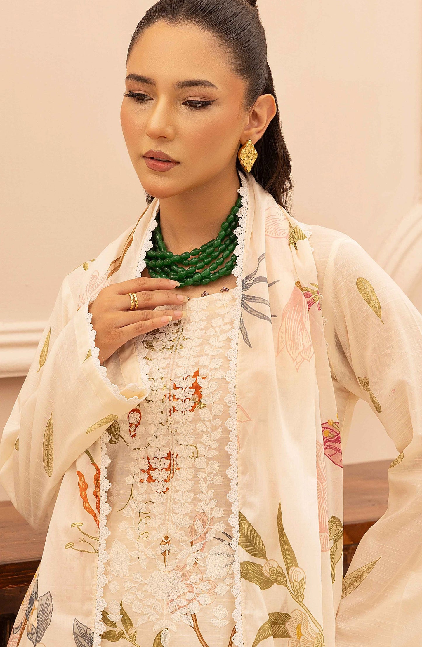 Rang Nagar by Al Karim Embroidered Lawn Unstitched 3 Piece Suit - RN-737 - AK26RNG - Off White - Summer Collection