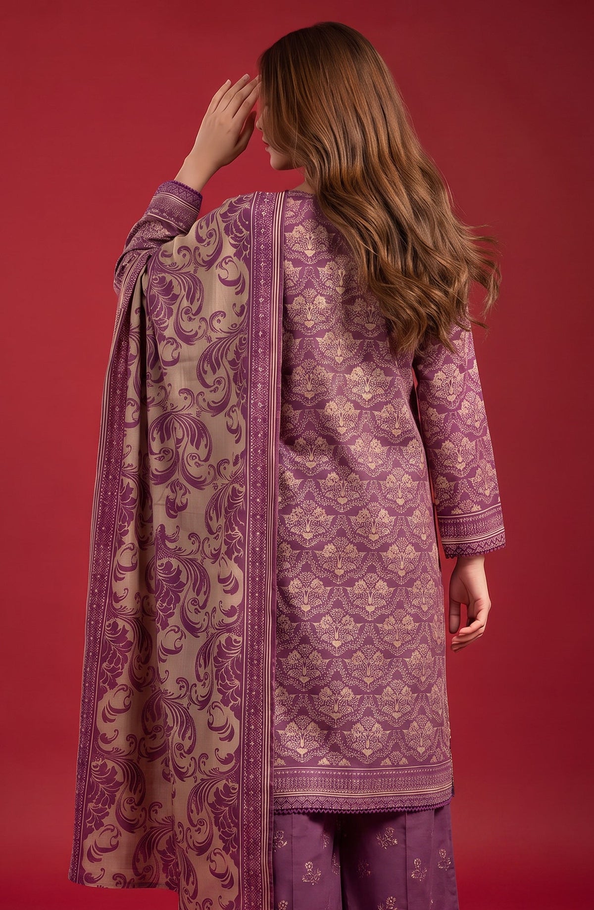 Rang e Bahar by Amna Khadija Embroidered Lawn Stitched 3 Piece Suit - AKRB-04 - AM26RNB - Purple - Summer Collection
