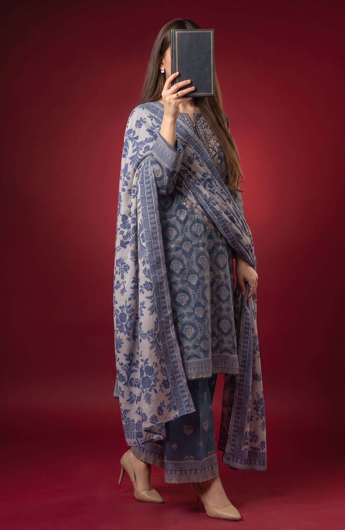 Rang e Bahar by Amna Khadija Embroidered Lawn Stitched 3 Piece Suit - AKRB-06 - AM26RNB - Blue - Summer Collection